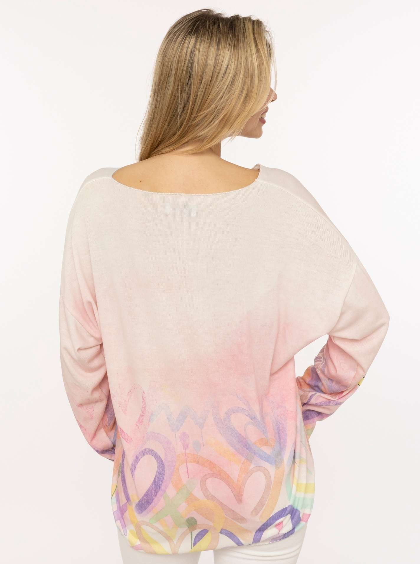 Zwillingsherz Langarmshirt »"Love is Kind"« moderner Schriftzug, V-Neck, leichtes Material