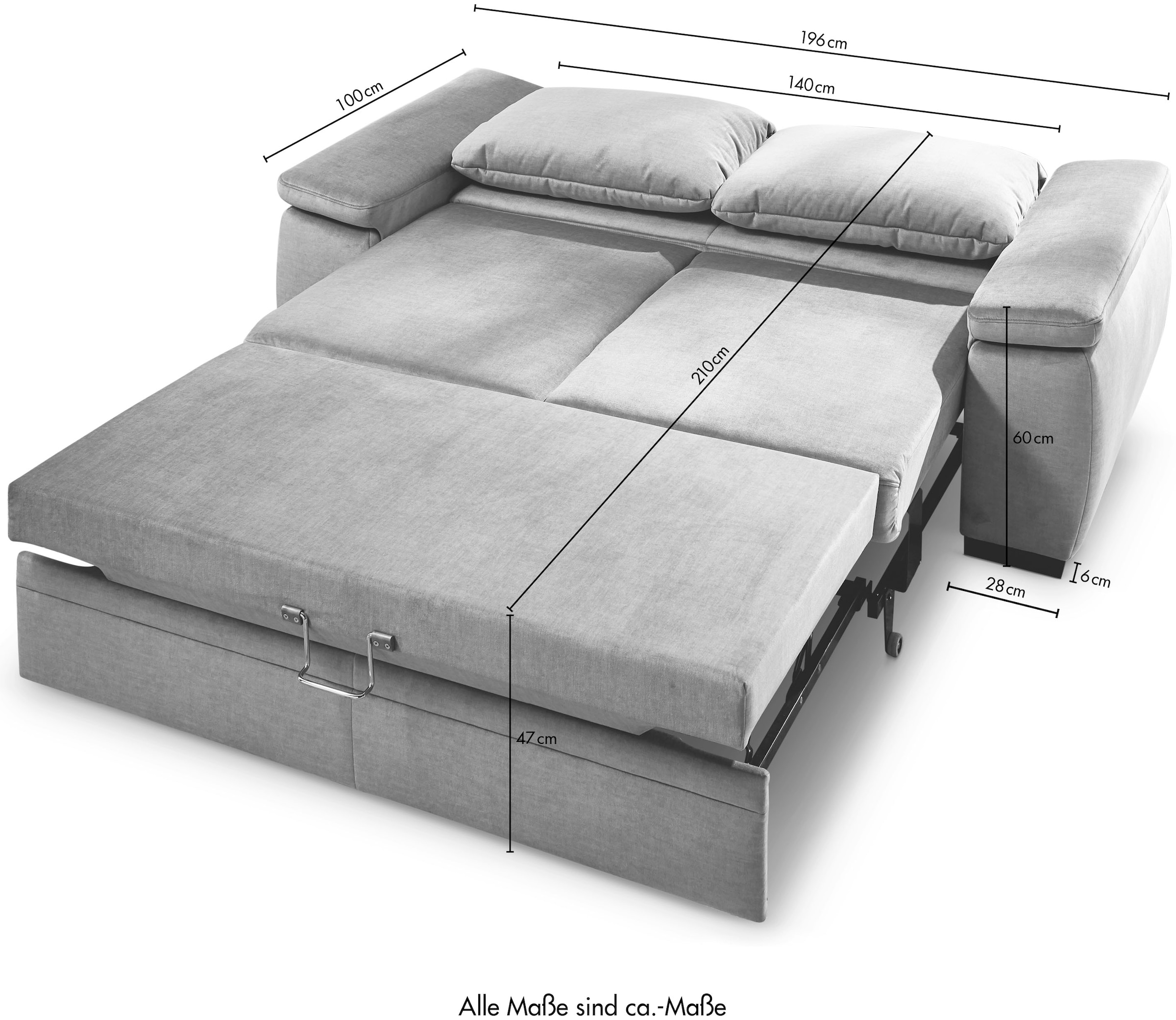Die PlanBar Schlafsofa »MP-PD19021«, mit Längsschläferfunktion 140x210 cm