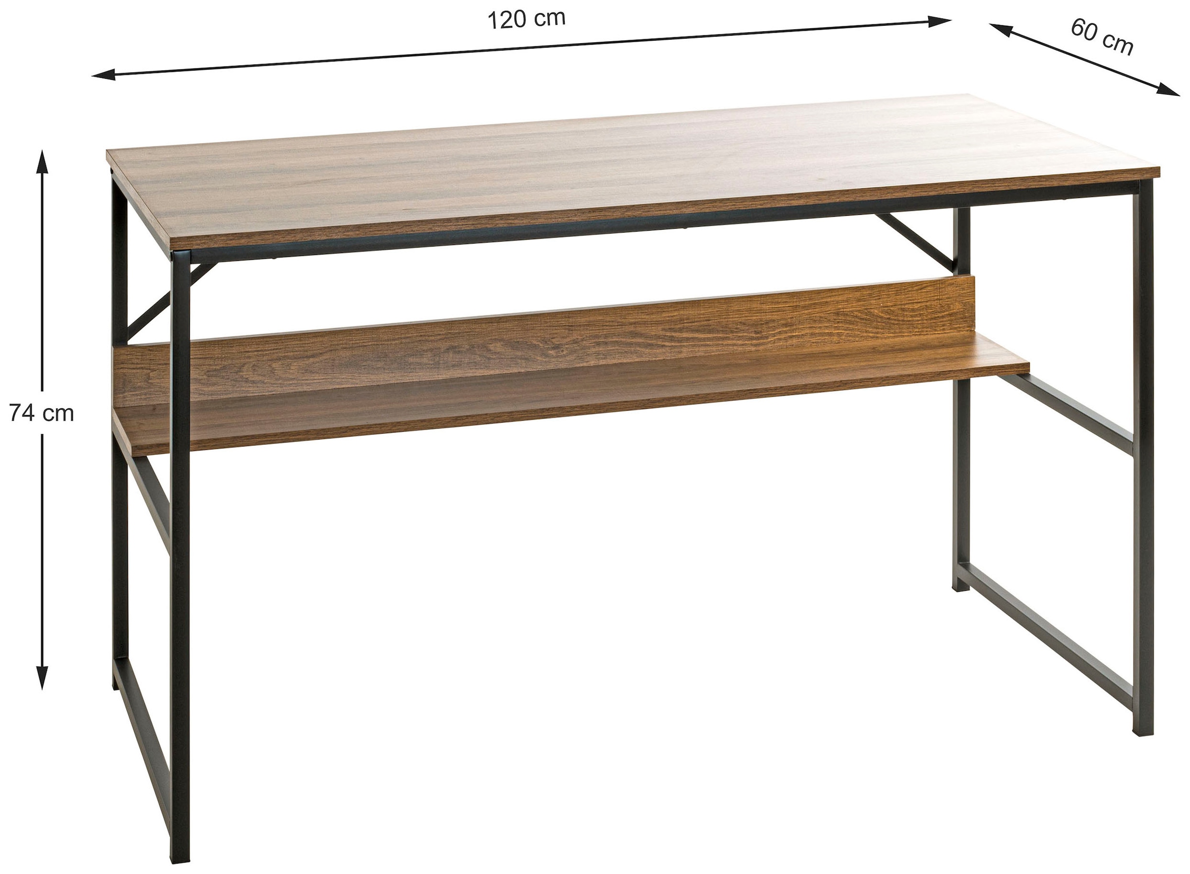 HAKU Schreibtisch »Arbeitstisch, Bürotisch« 1 Stk. tlg. rechteckig - aus Holzwerkstoff Braun B/T/H 120/60/74 cm