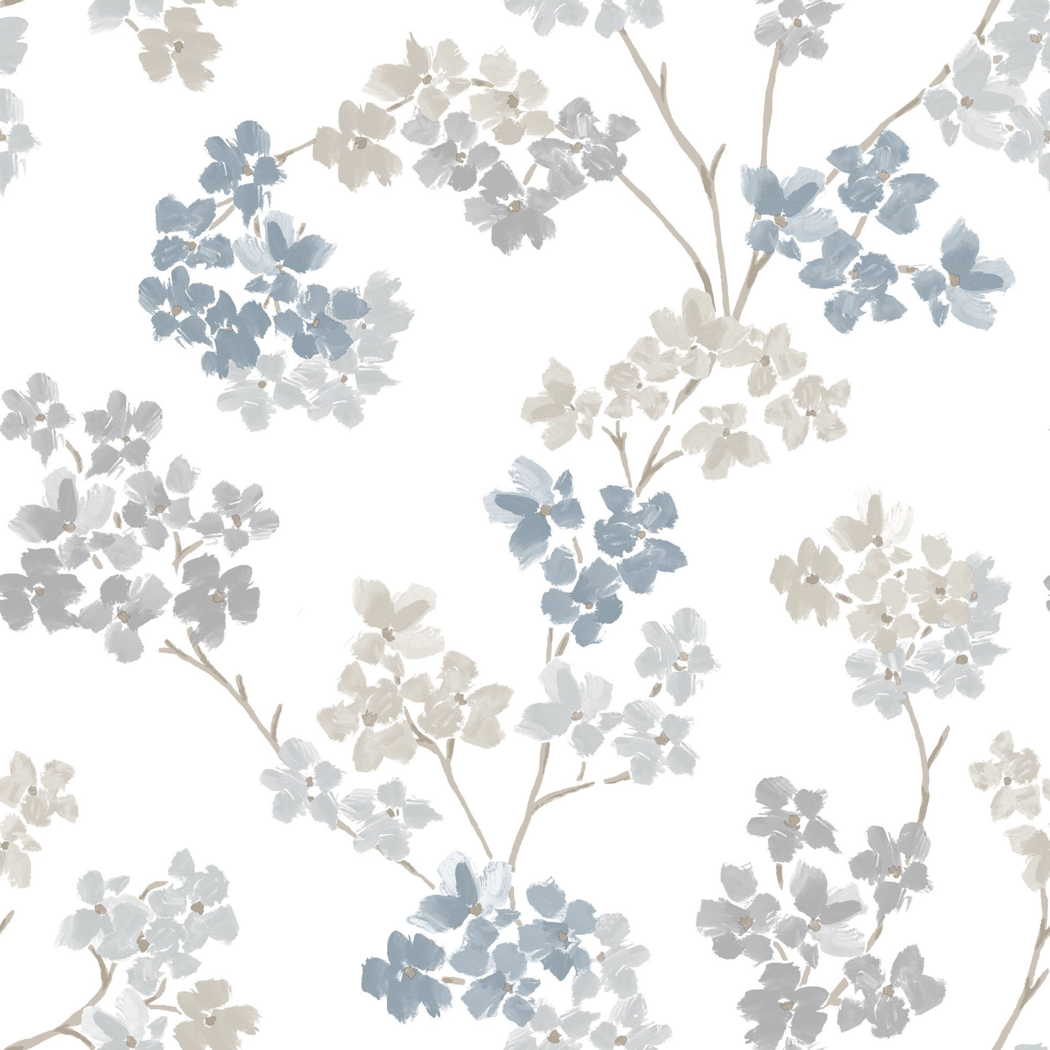 Superfresco Easy Vliestapete "Bailey - Blumen" geblümt glatt Blau/Grau - 10m x 52cm