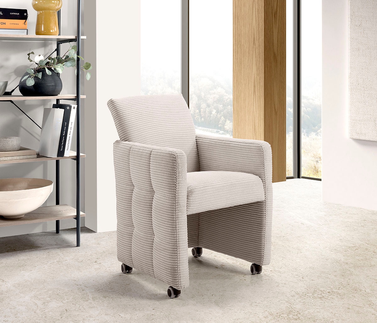 exxpo - sofa fashion Sessel "Barista, Loungesessel auf Rollen mit hoher Bod günstig online kaufen