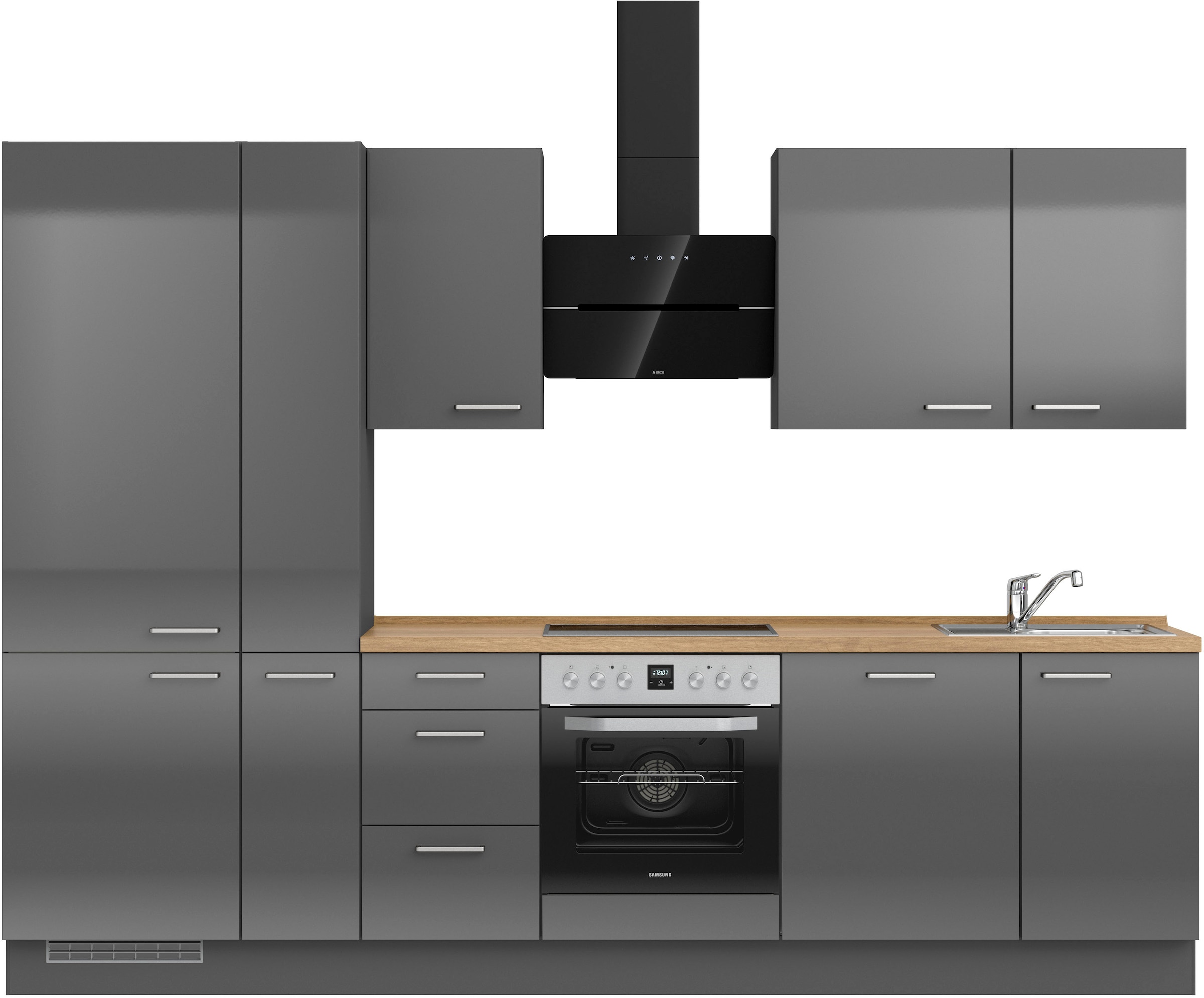 nobilia 1100000002199 ""Flash II", NEU: individuell anpassbar mit gratis Profi-Beratung" vormontiert, Breite 300 cm, Ausrichtung wählbar, wahlw. mit E-Geräten