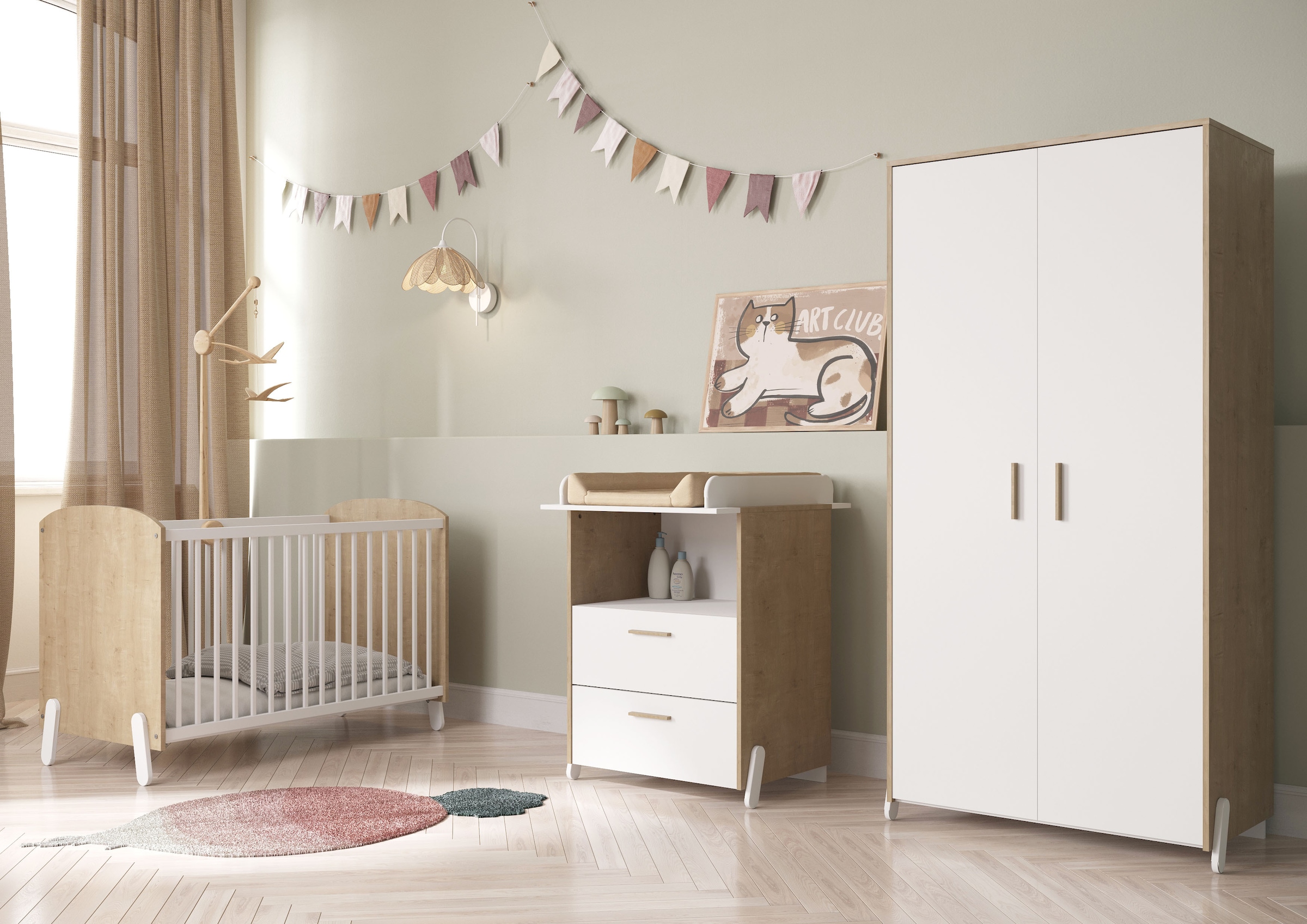 Demeyere GROUP Kinderkleiderschrank »Naili«, (Packung), Schrank 2 Turen Weiss Hamilton