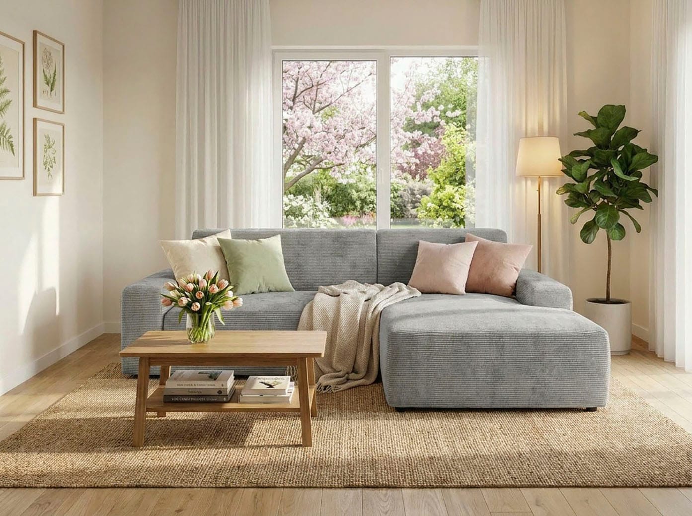 TRENDMANUFAKTUR Ecksofa "Wien, wahlweise mit Sitzvorschub und Bettkasten, Breite 246 cm" L-Form, in trendigem Cordstoff
