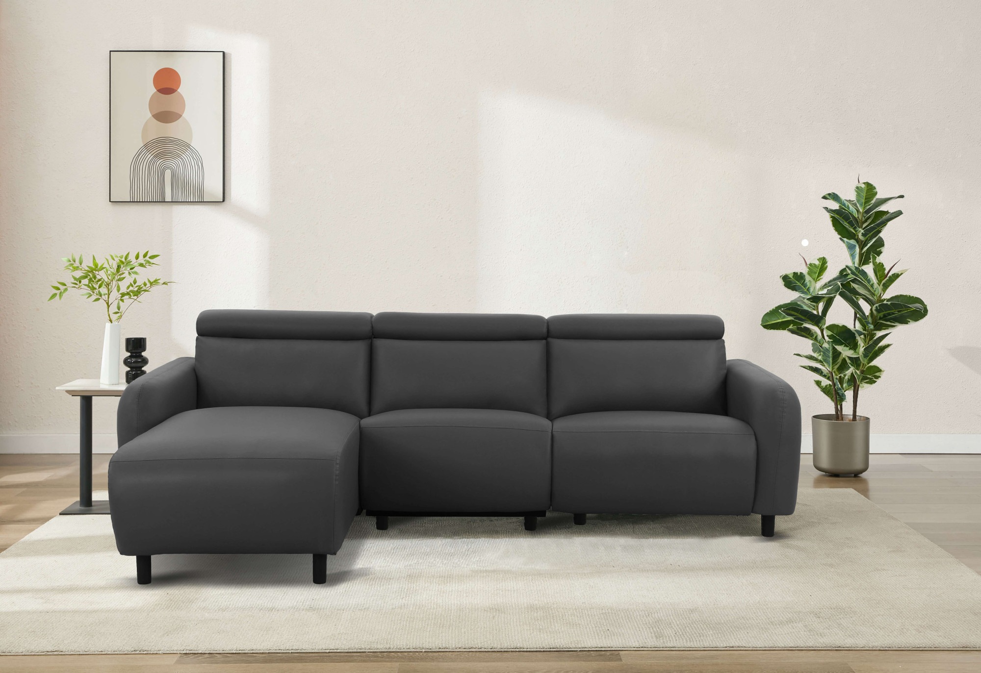 Home affaire Ecksofa »SKAANE Kunstleder, L-Form, 274 cm, manuelle u. elektrische Funktion,«, Kopfteilverstellung, Relax-und Liegefunktion, Federkernpolsterung
