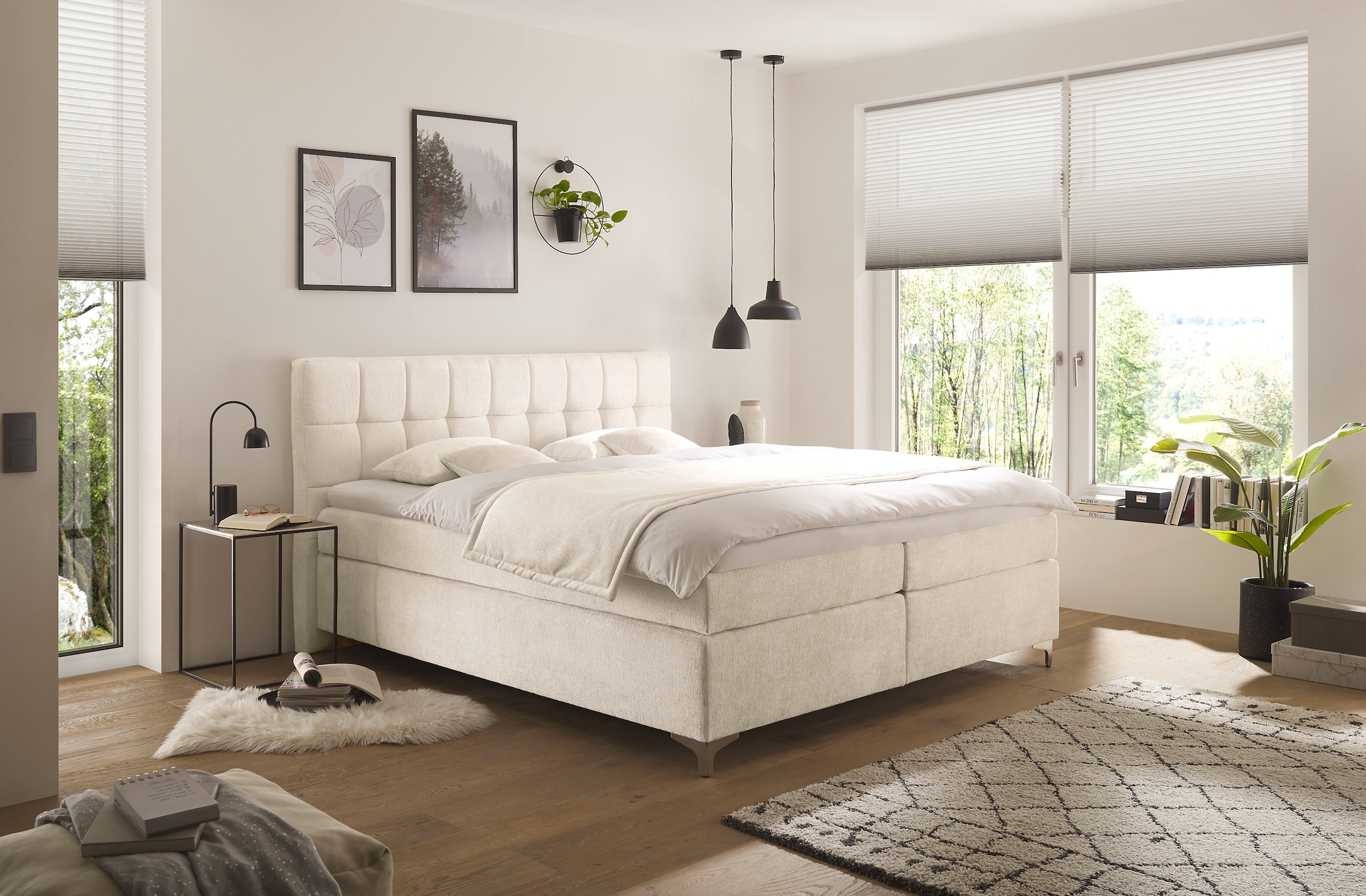 hapo Boxspringbett "Neyla erhältlich in den Breiten 100, 160, 180 & 200cm" in verschiedenen Matratzenqualitäten, Härtegraden und Farben verfügbar