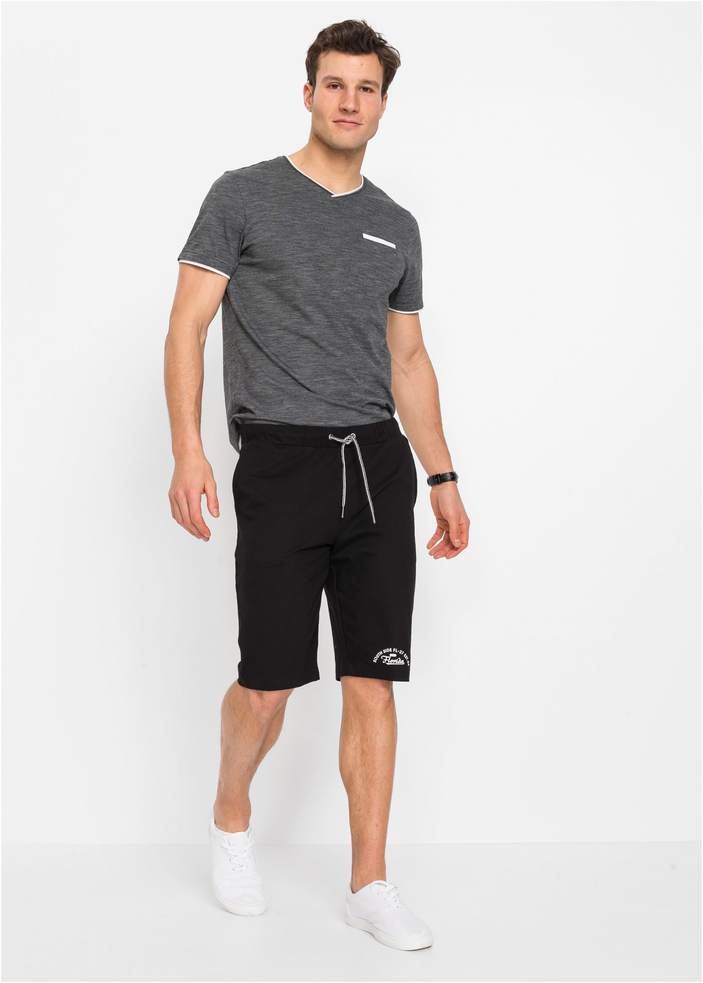 bonprix Bermudas  aus Baumwolle, mit Kordelverschluss, Regular Fit