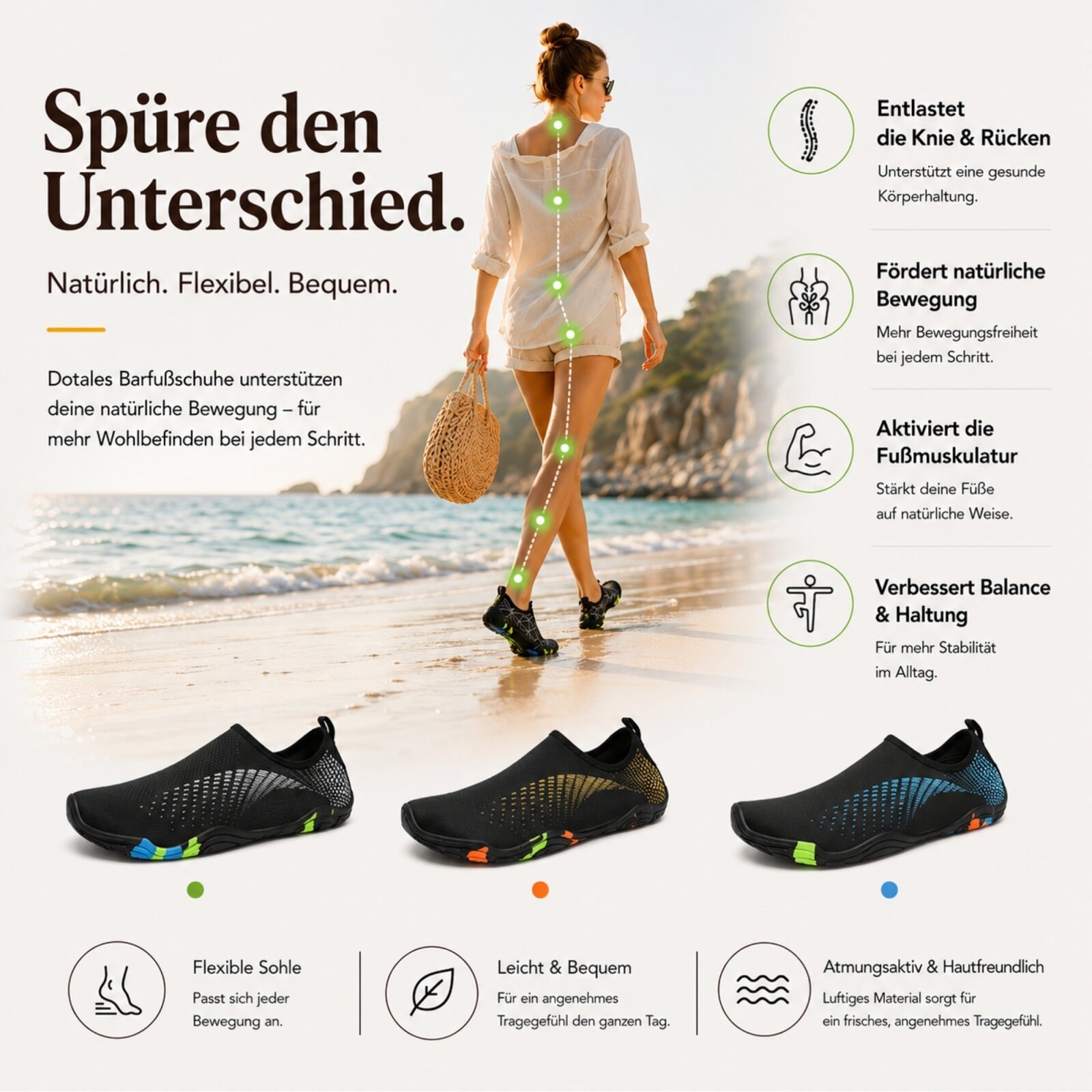 DOTALES Aquaschuh »Aquaflex Barfuß-Wasserschuhe, Badeschuhe Damen & Herren«  Minimalschuhe