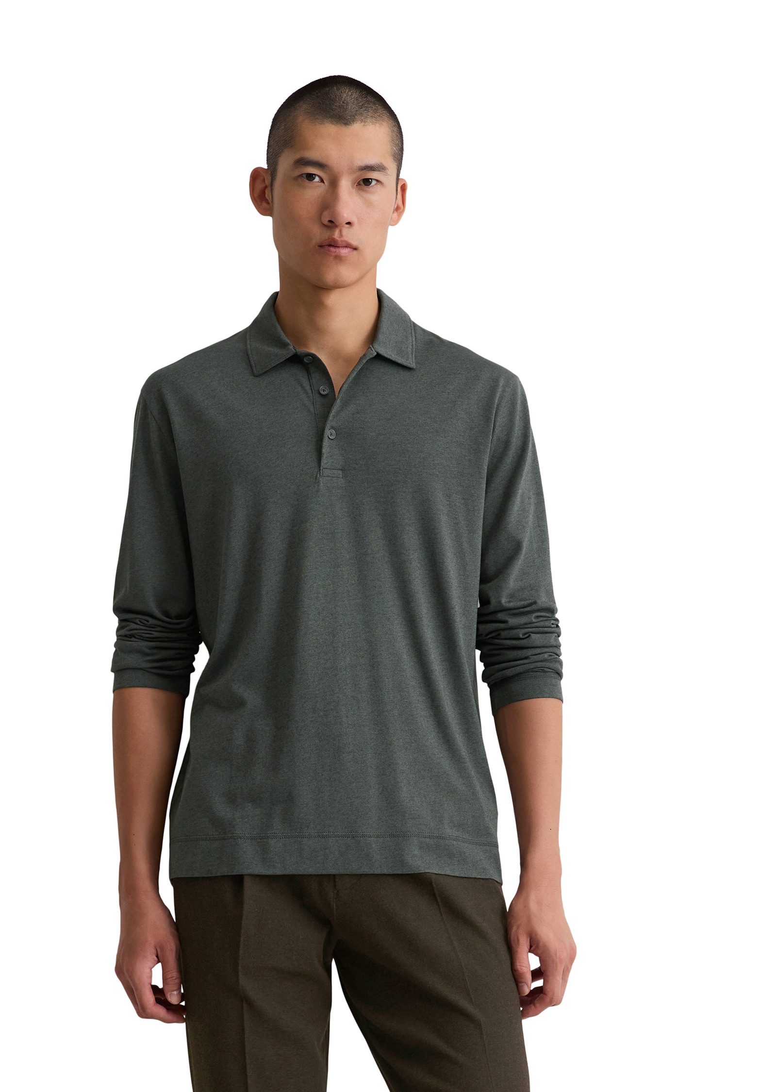 Marc OPolo Langarm-Poloshirt "aus weichem Wool Blend Jersey" günstig online kaufen