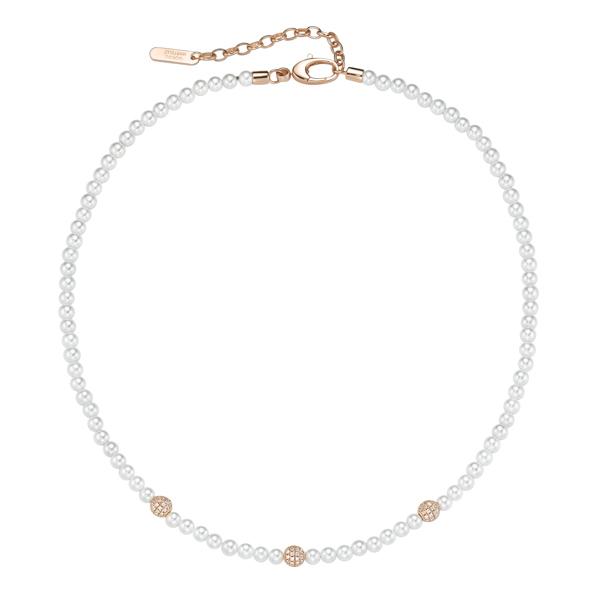 GIORGIO MARTELLO MILANO Collier »mit Zirkonia und Muschelkern-Perlen, Silber 925«
