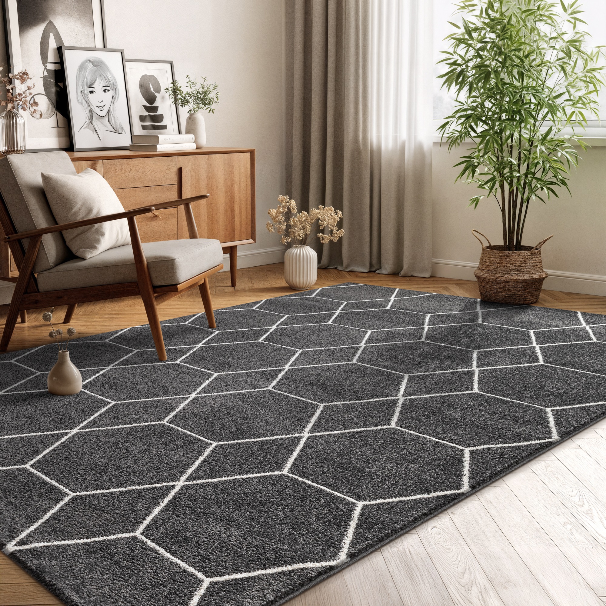 Sanat Teppich "Trellis" rechteckig 10 mm Höhe Kurzflor, skandi, boho, auch günstig online kaufen