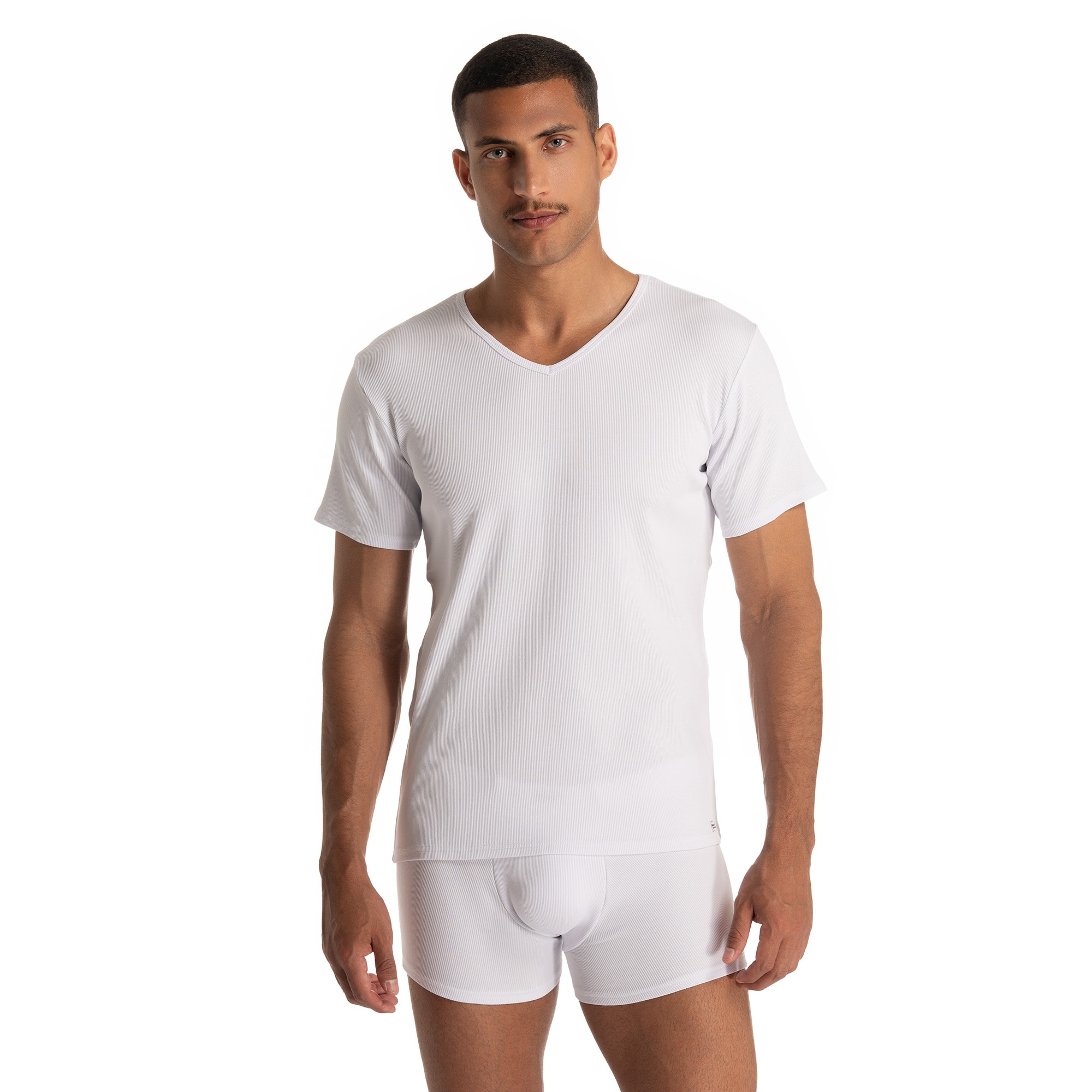 Bruno Banani V-Shirt "FINE RIB" Feinripp, Kurzarm, V-Neck, Cotton-Mix