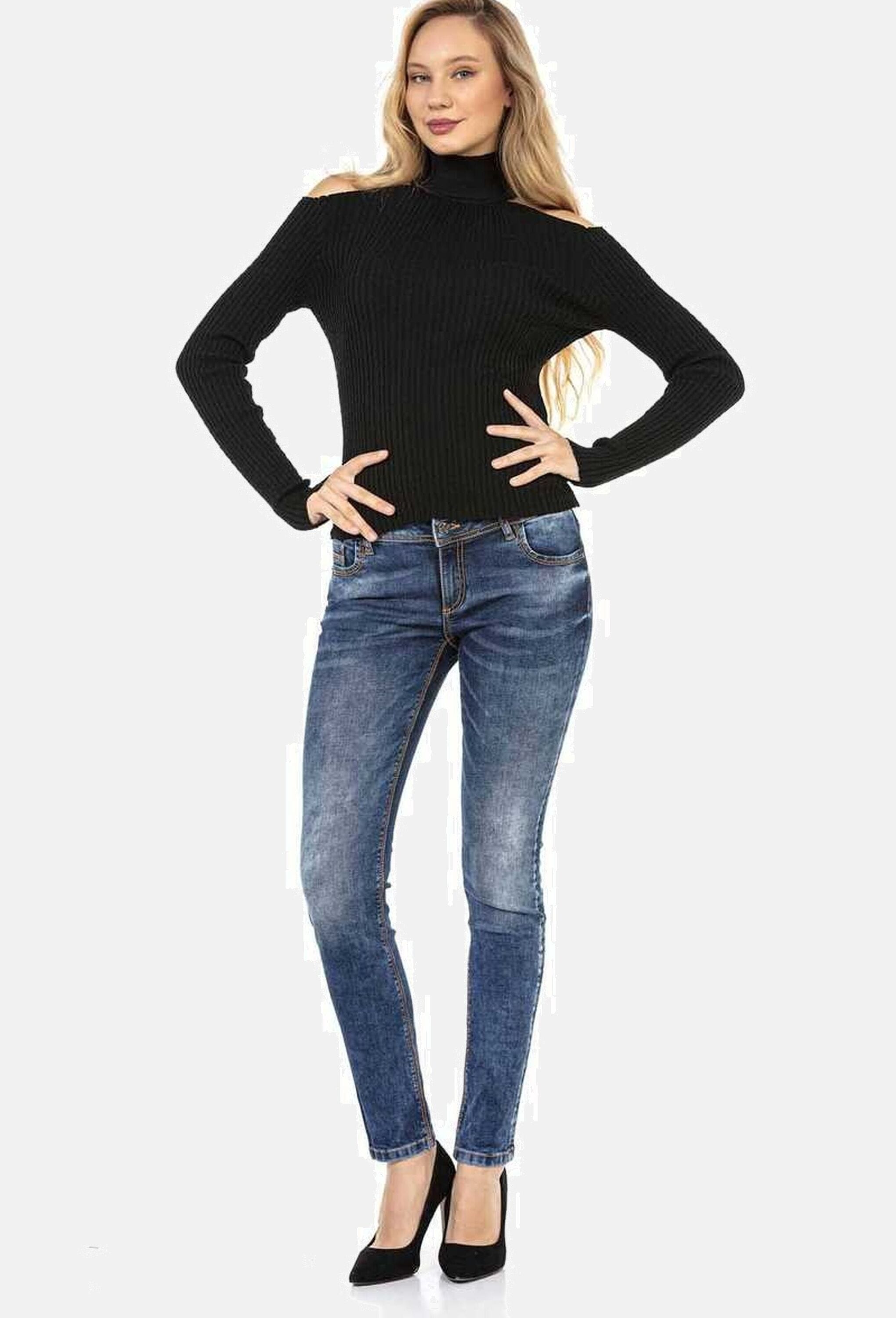 Cipo & Baxx Slim-fit-Jeans »Cipo & Baxx Jeans« Mit trendigen Ziernähten, WD441