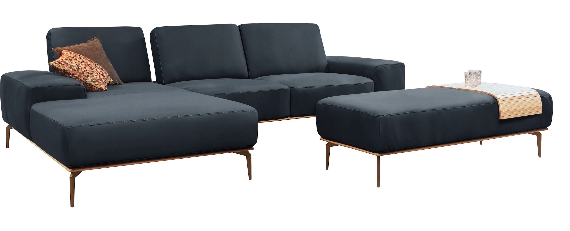 W.SCHILLIG Ecksofa »run, Designsofa mit tollem Sitzkomfort, bequem, L-Form«, mit Holzsockel, Füße in Bronze pulverbeschichtet, Breite 319 cm