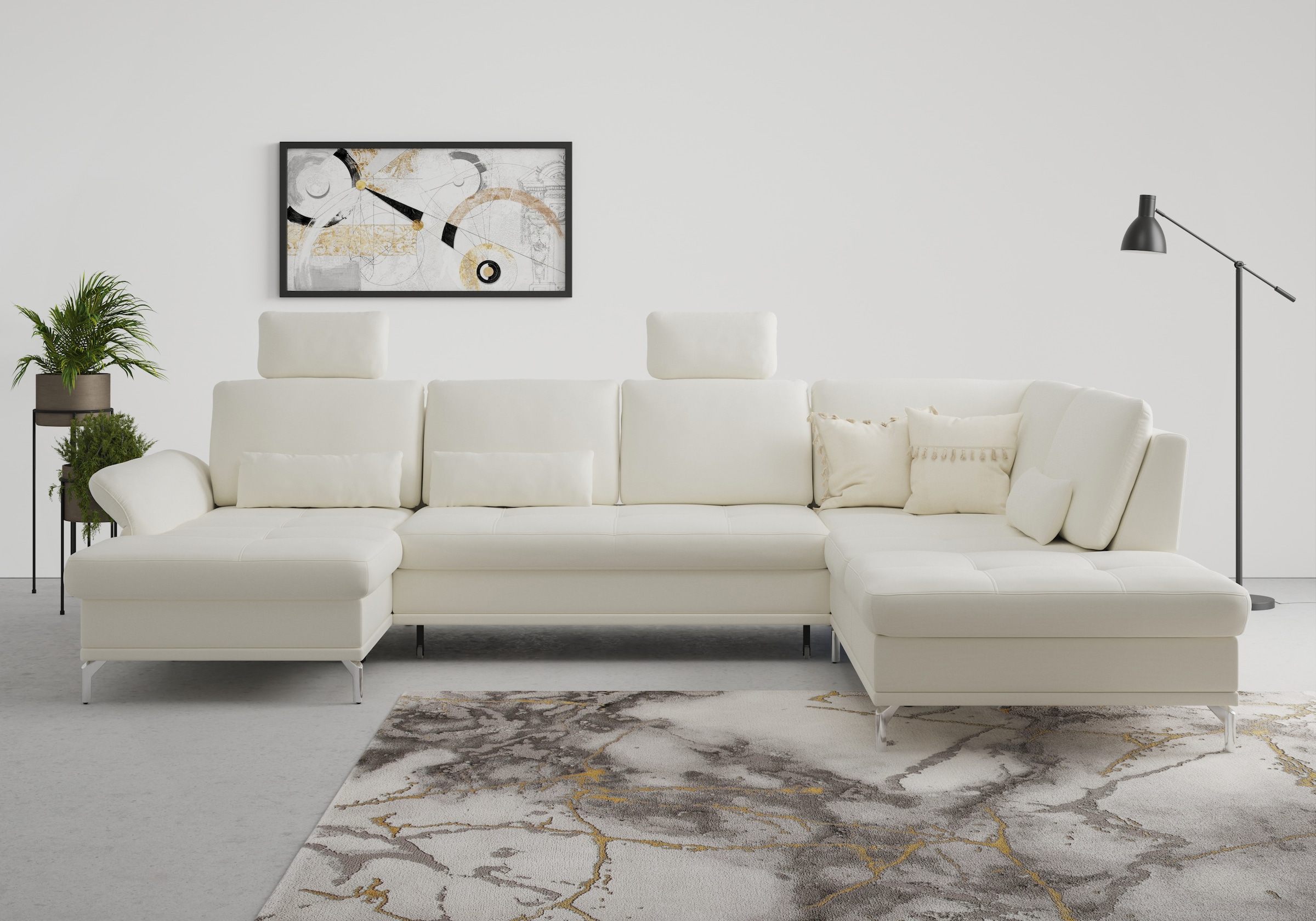 Home affaire Wohnlandschaft "Palm Beach U-Form" Federkern, mit Sitztiefenve günstig online kaufen