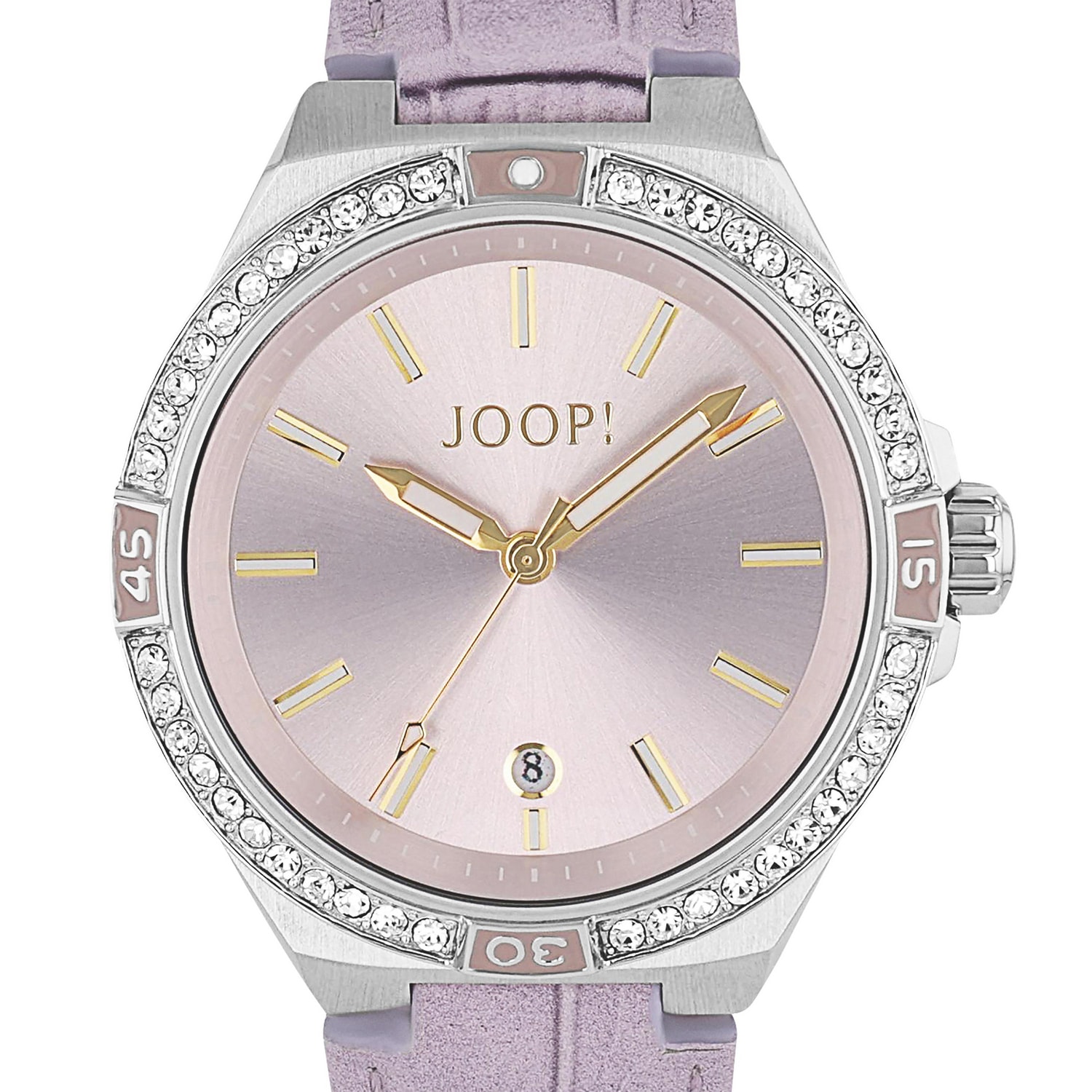 JOOP! Quarzuhr Armbanduhr, Damenuhr, Lederarmband, analog, Jahr, Monat