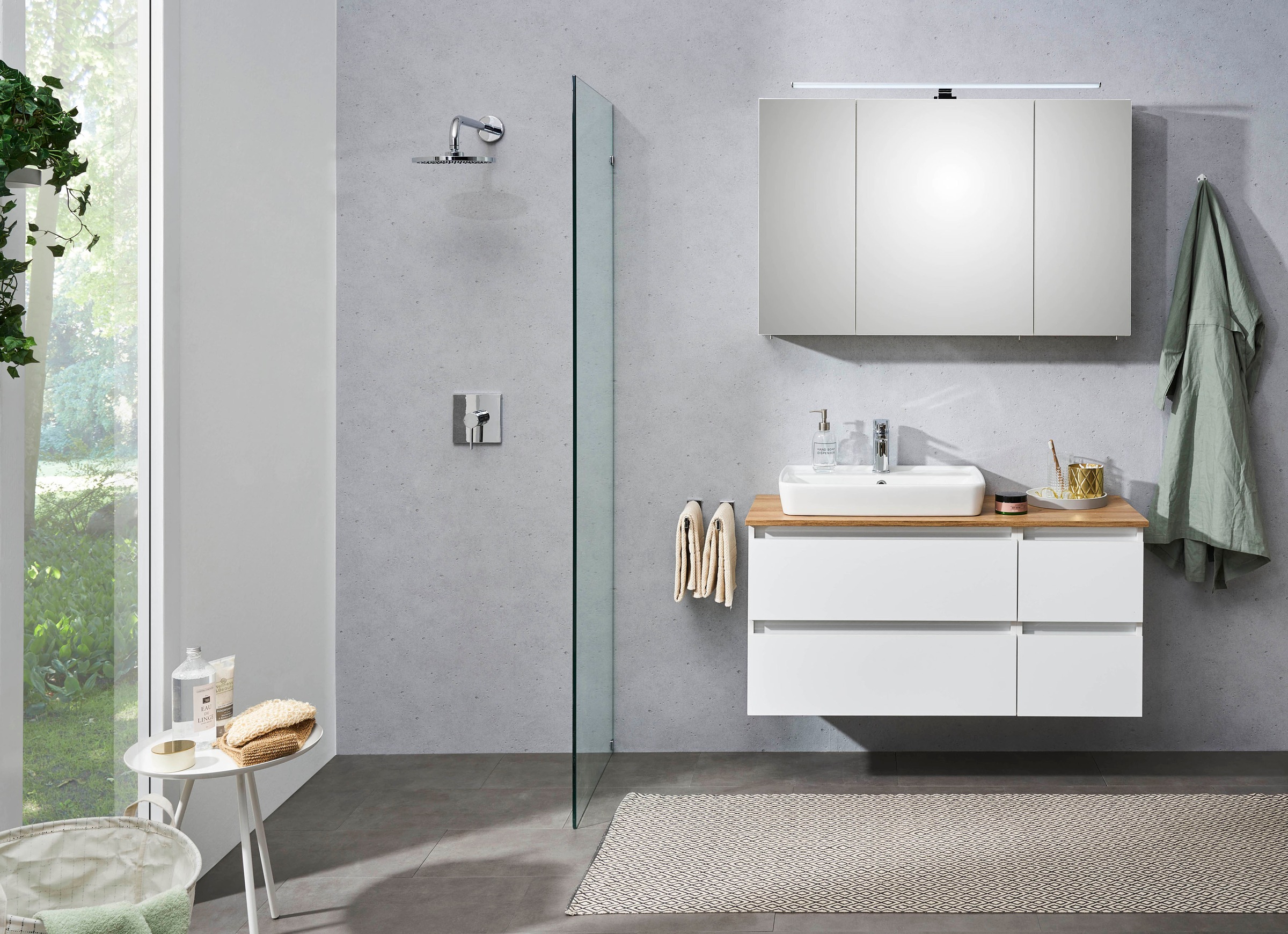 Saphir Badmöbel-Set "Quickset 360 2-teilig, Keramik-Aufsatzbecken mit LED-S günstig online kaufen