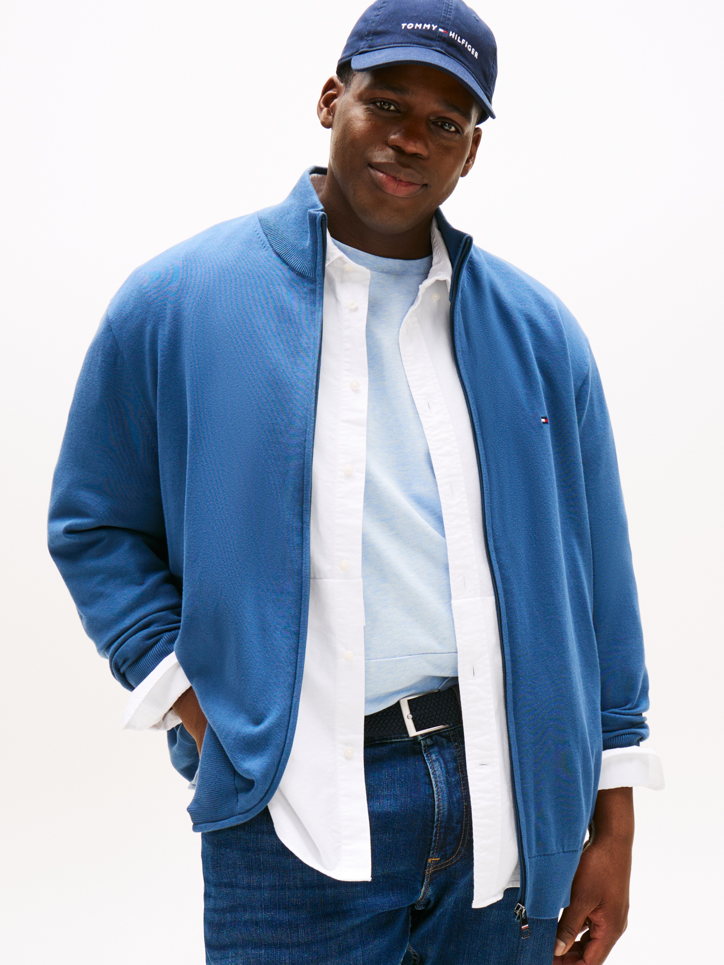 Tommy Hilfiger Big & Tall Strickjacke »BT-ESSENTIAL COTTON ZIP THRU-B«, Großen Größen