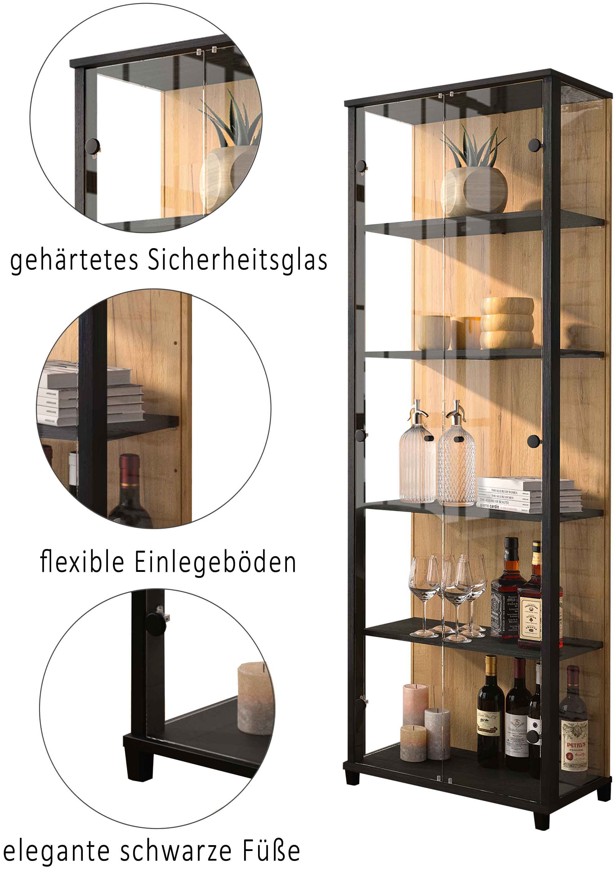 fif möbel Vitrine »OPTIMA« Standvitrine, Vitrinenschrank, Glasvitrine, Sammlervitrine