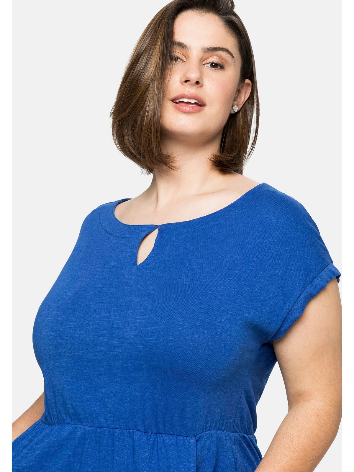 Sheego Jerseykleid »Große Größen«, mit weitem Ausschnitt und Taschen