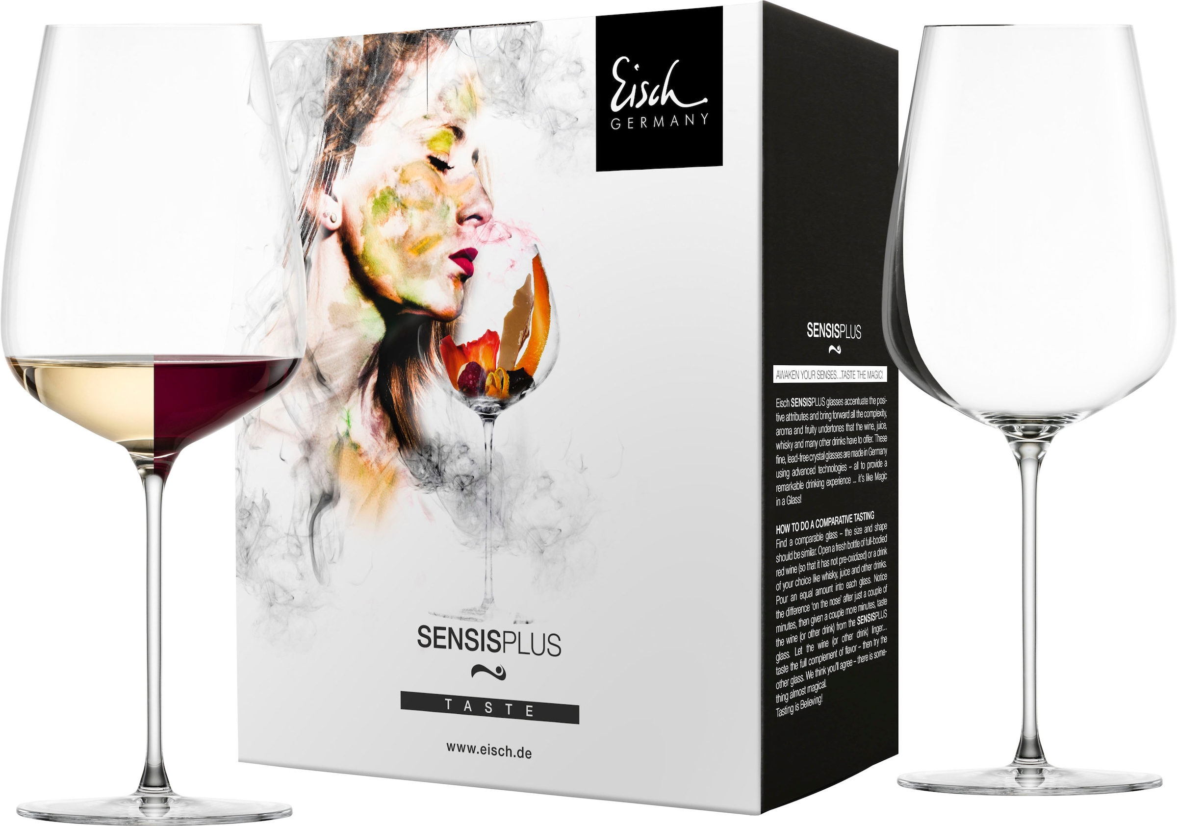 Eisch Rotweinglas "ESSENCA SENSISPLUS", (Set, 2 tlg., 2 Gläser im Geschenkkarton), Allroundglas, 2-teilig, 740 ml, Made 
