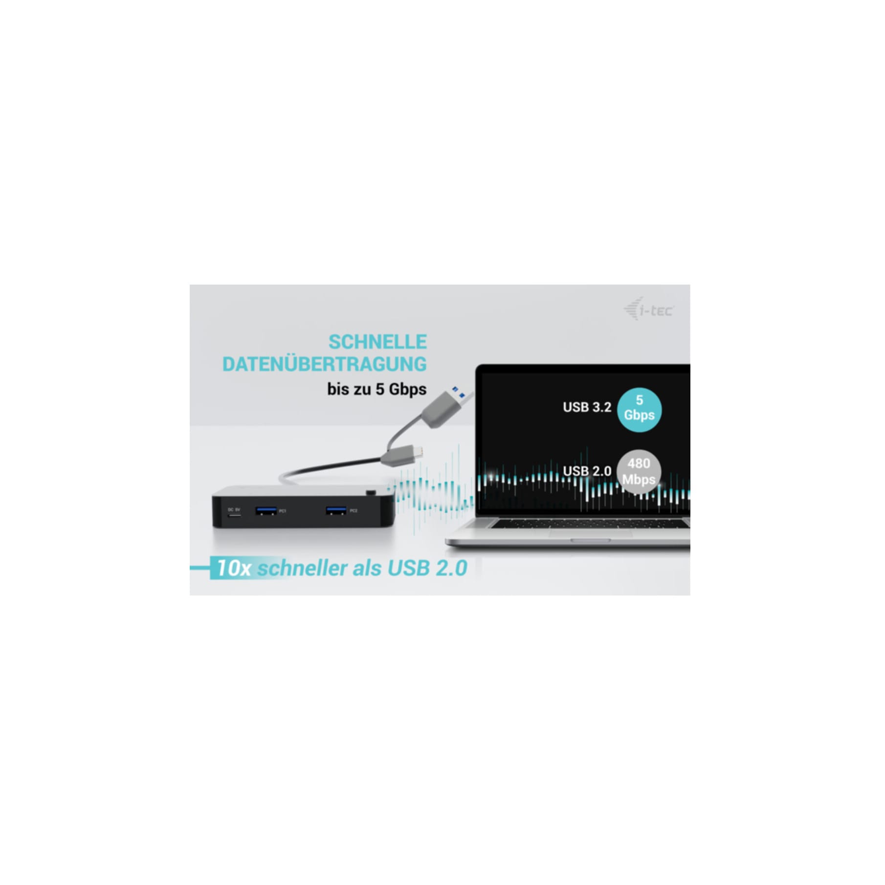 I-TEC USB-Adapter »Universal KVM HUB 2x USB-C + 2x USB-A 3.0«