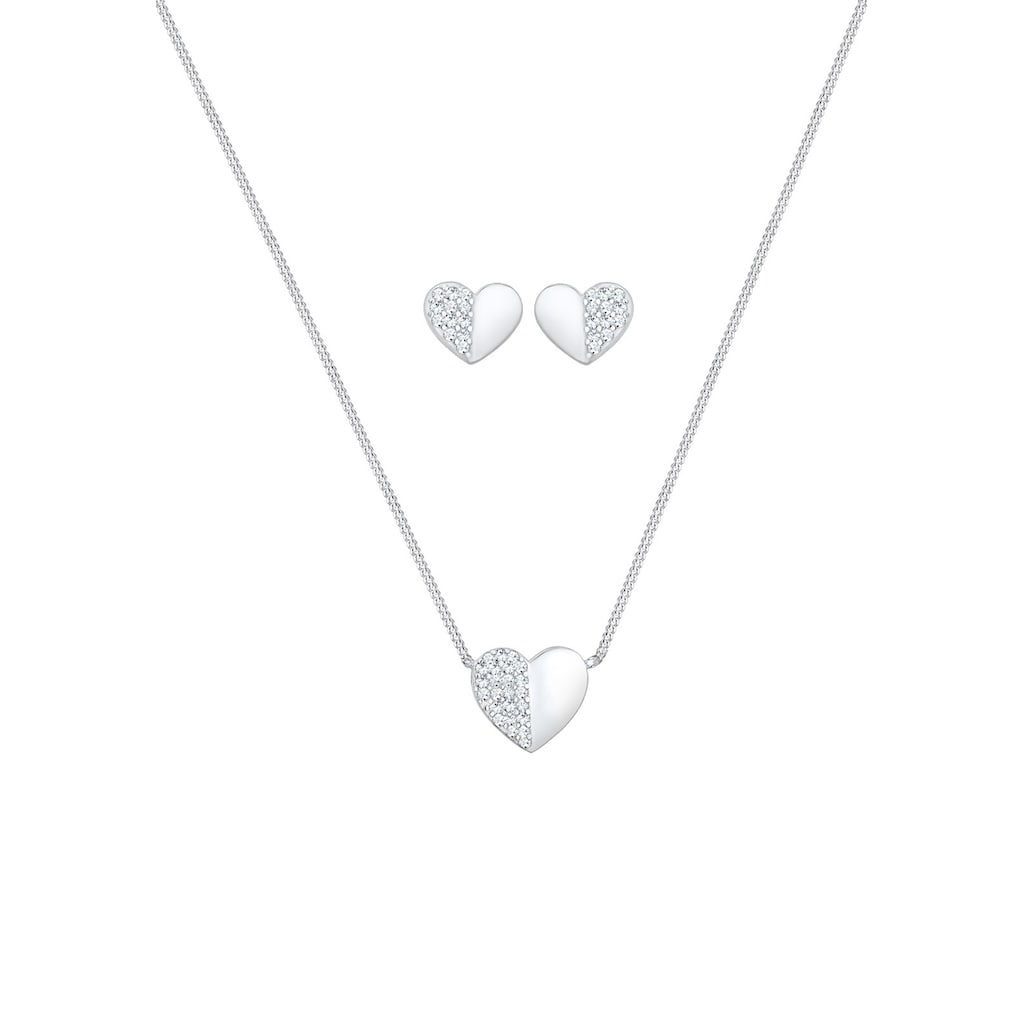 Elli Schmuckset »Herz Liebe Kristalle 925 Silber Playful«