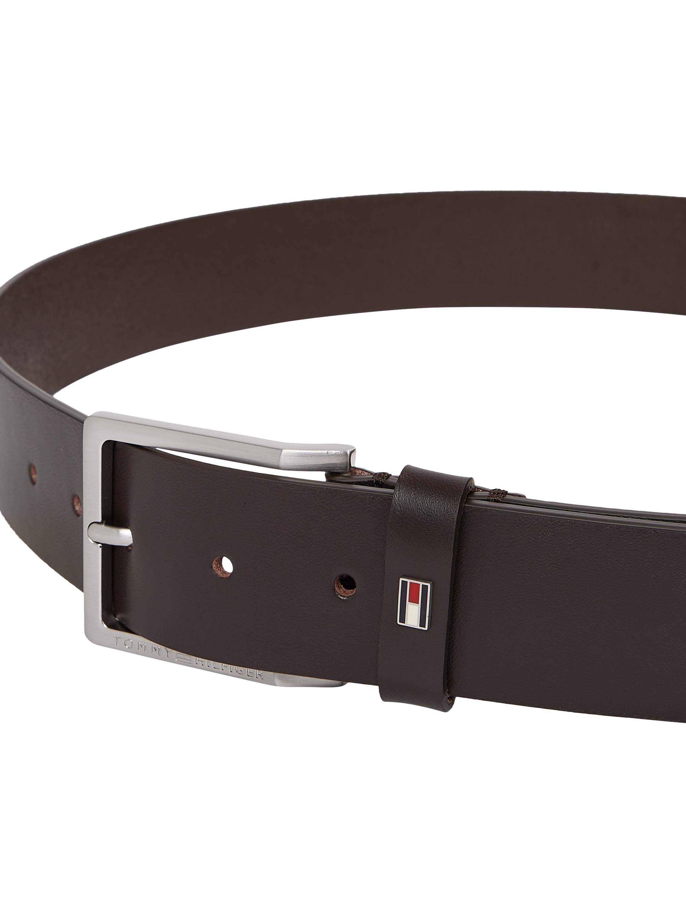 Tommy Hilfiger Ledergürtel »OLIVER 4.0 cm breit« Größenverstellbar, Markenlogoemblem aus Metall