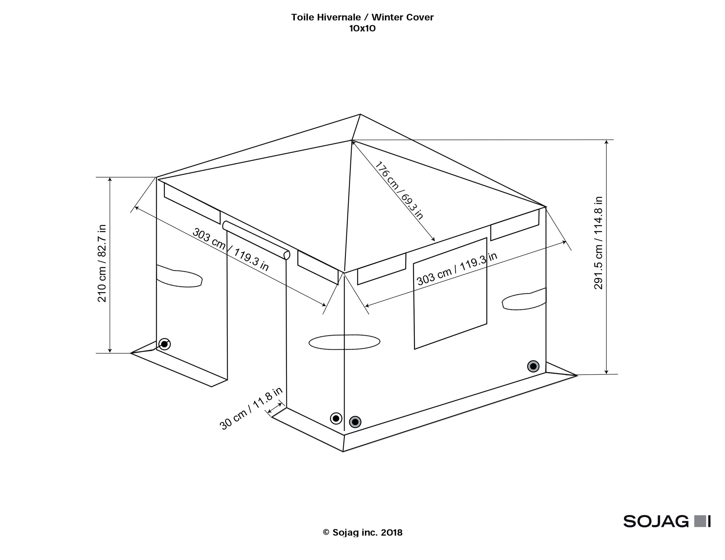 Sojag Pavillon-Schutzhülle, für Pavillon 10x10