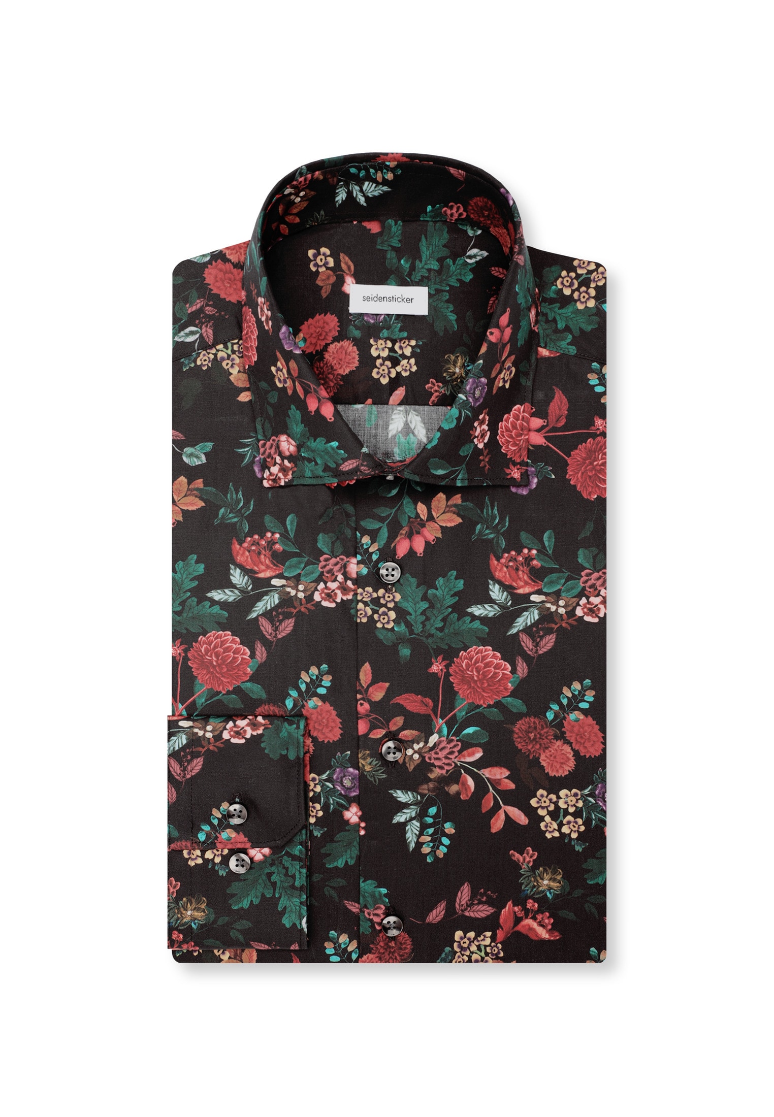 seidensticker Businesshemd »Schwarze Rose« Slim 1/1 Kentkragen Geblümt