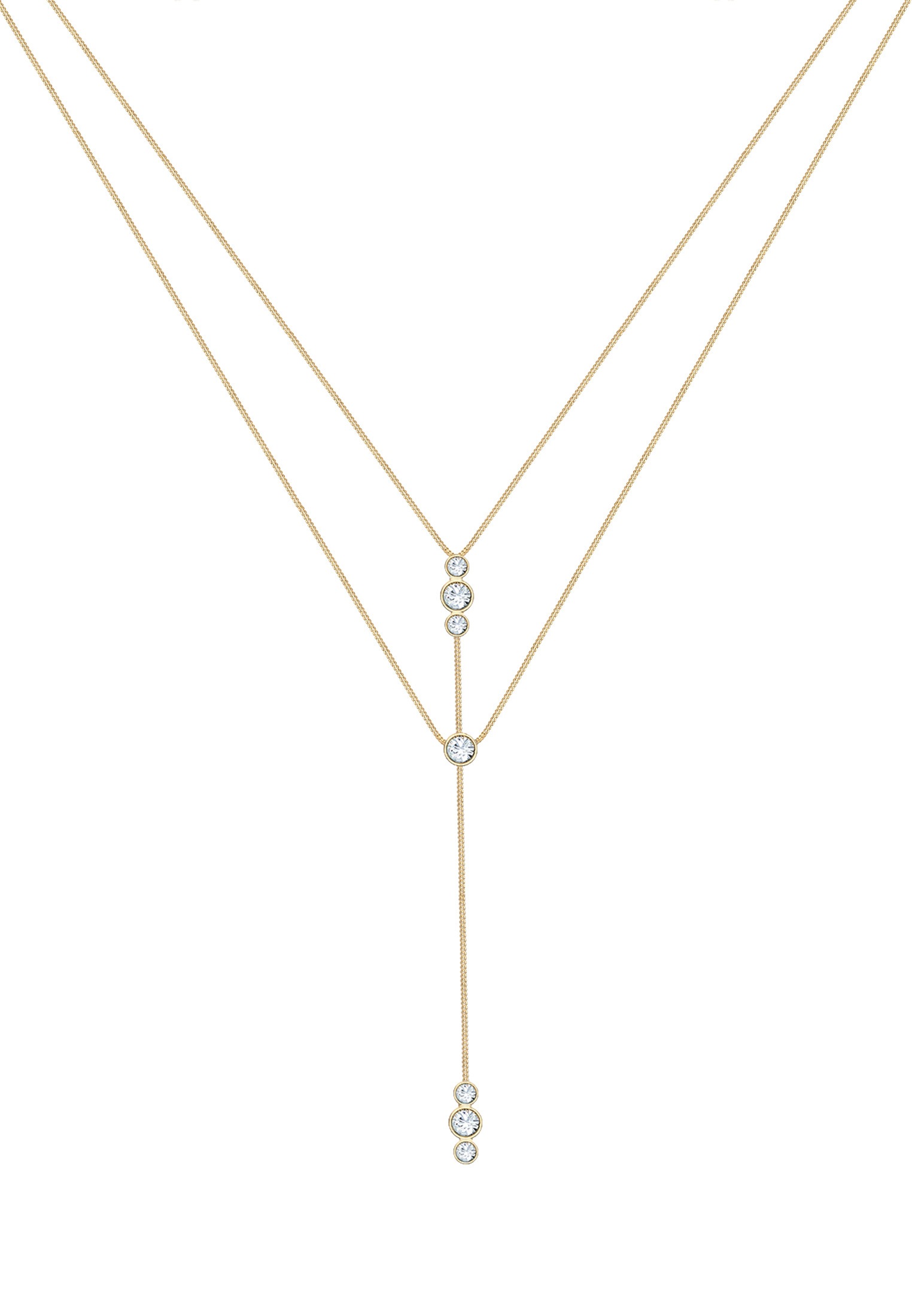 Elli Gliederkette »Y-Kette Layer und Kristalle 925 Silber« GU8376