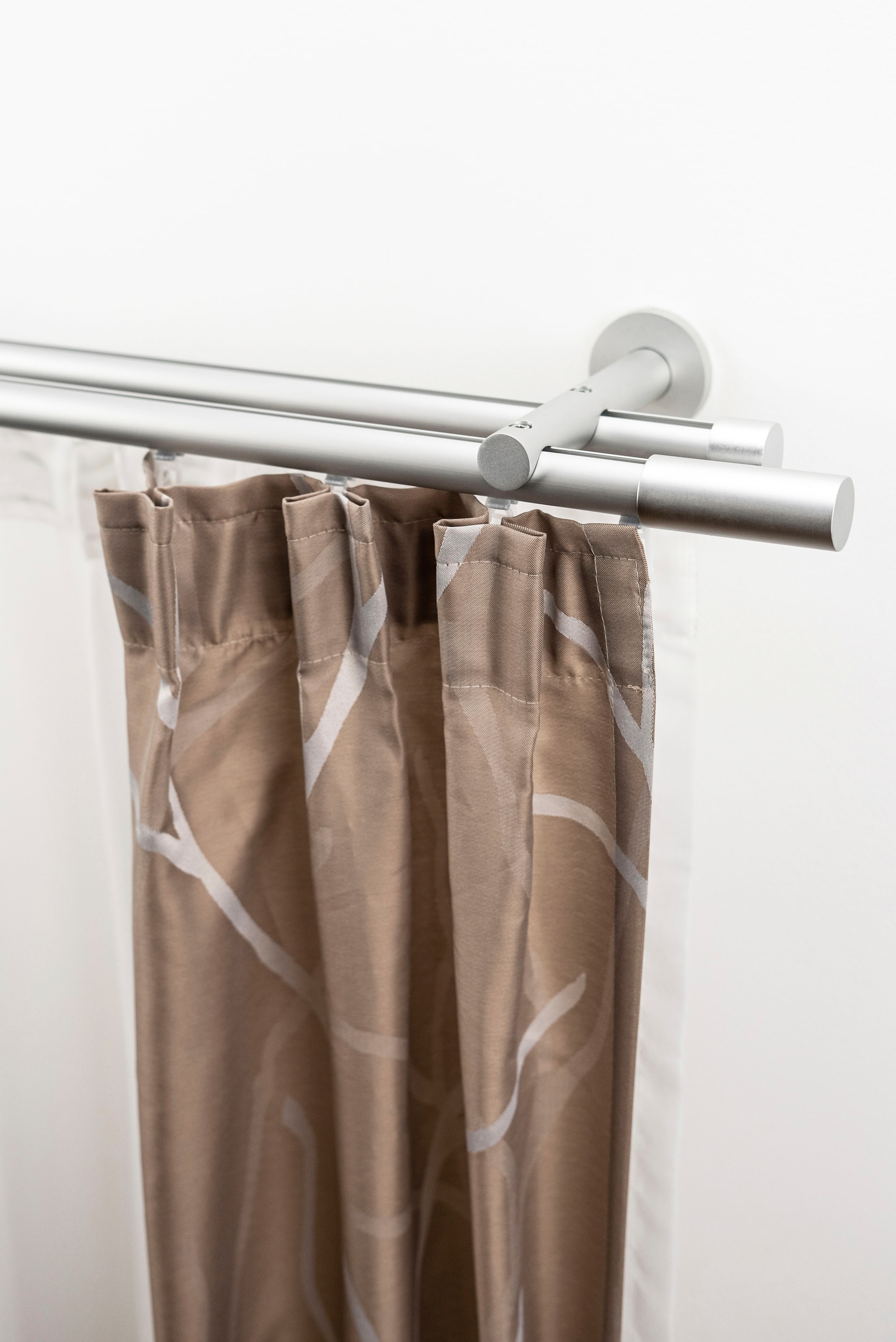 GARESA Gardinenstange "EASY" Ø 20 mm 2 läufig-läufig Wunschmaßlänge Vorhanggarnitur-Innenlauf, verlängerbar, Wandmontage, Aluminium