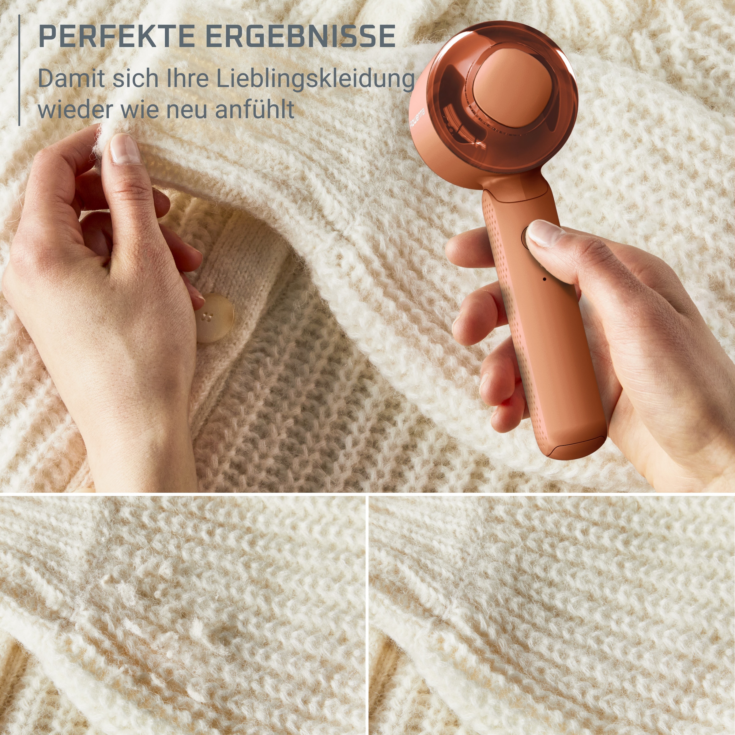 Rowenta Fusselrasierer »Easy Care, wiederaufladbarer Fusselentferner, einfache Handhabung« breiter Edelstahlkopf, 3-fach gezahnte Klingen, JA8001