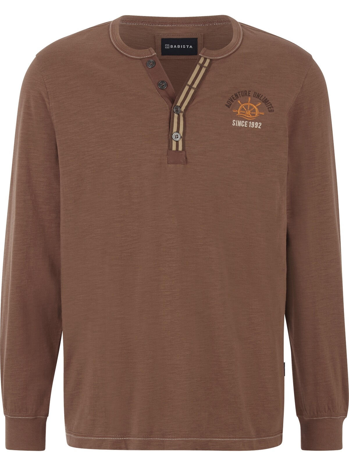 Langarm-Poloshirt BABISTA "Langarmshirt DANIVECCI", Herren, Gr. XL, braun, Obermaterial: 100% Baumwolle CO., Shirts 2