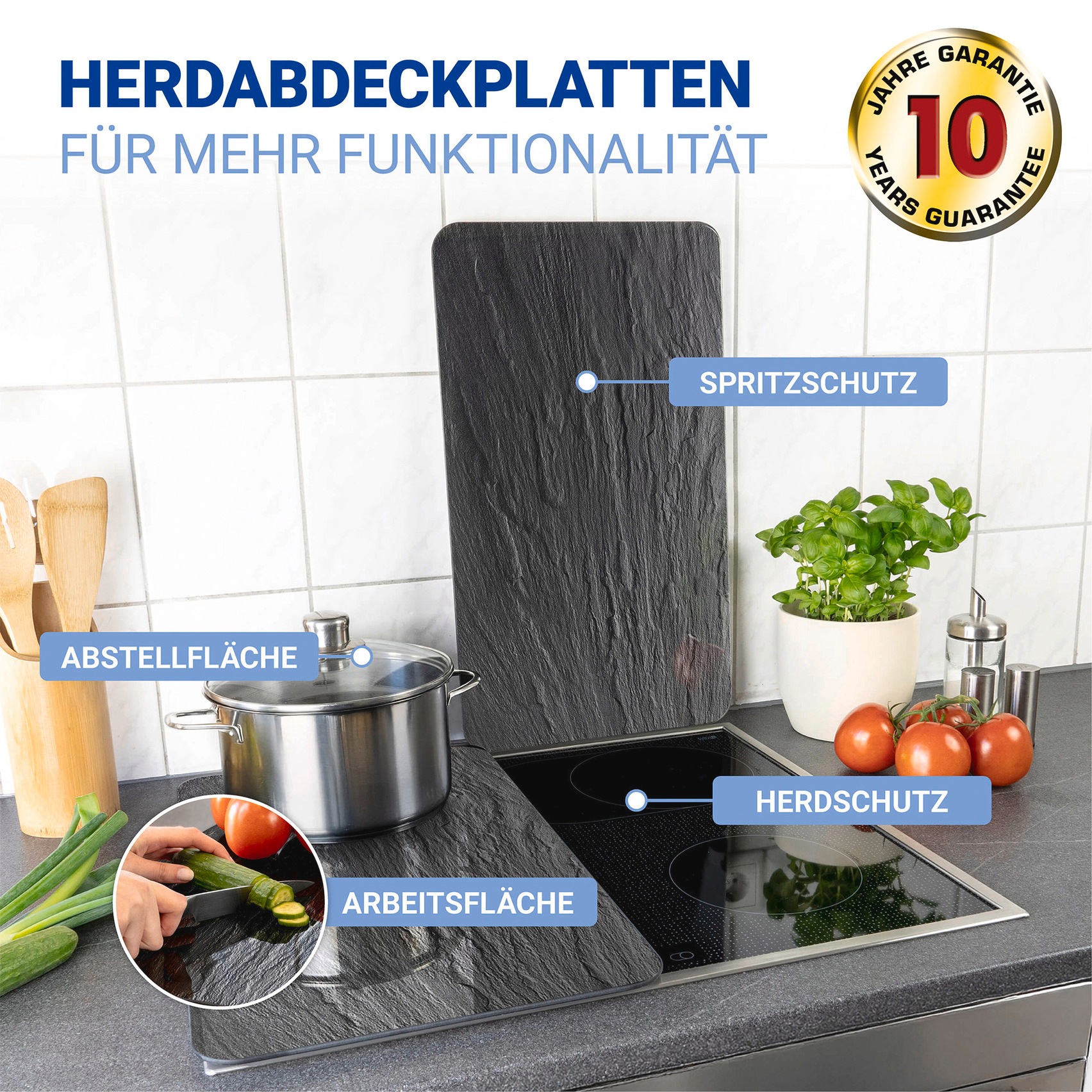 WENKO Herdblende-/Abdeckplatte "Universal Modell Schiefer" Herdabdeckung fü günstig online kaufen