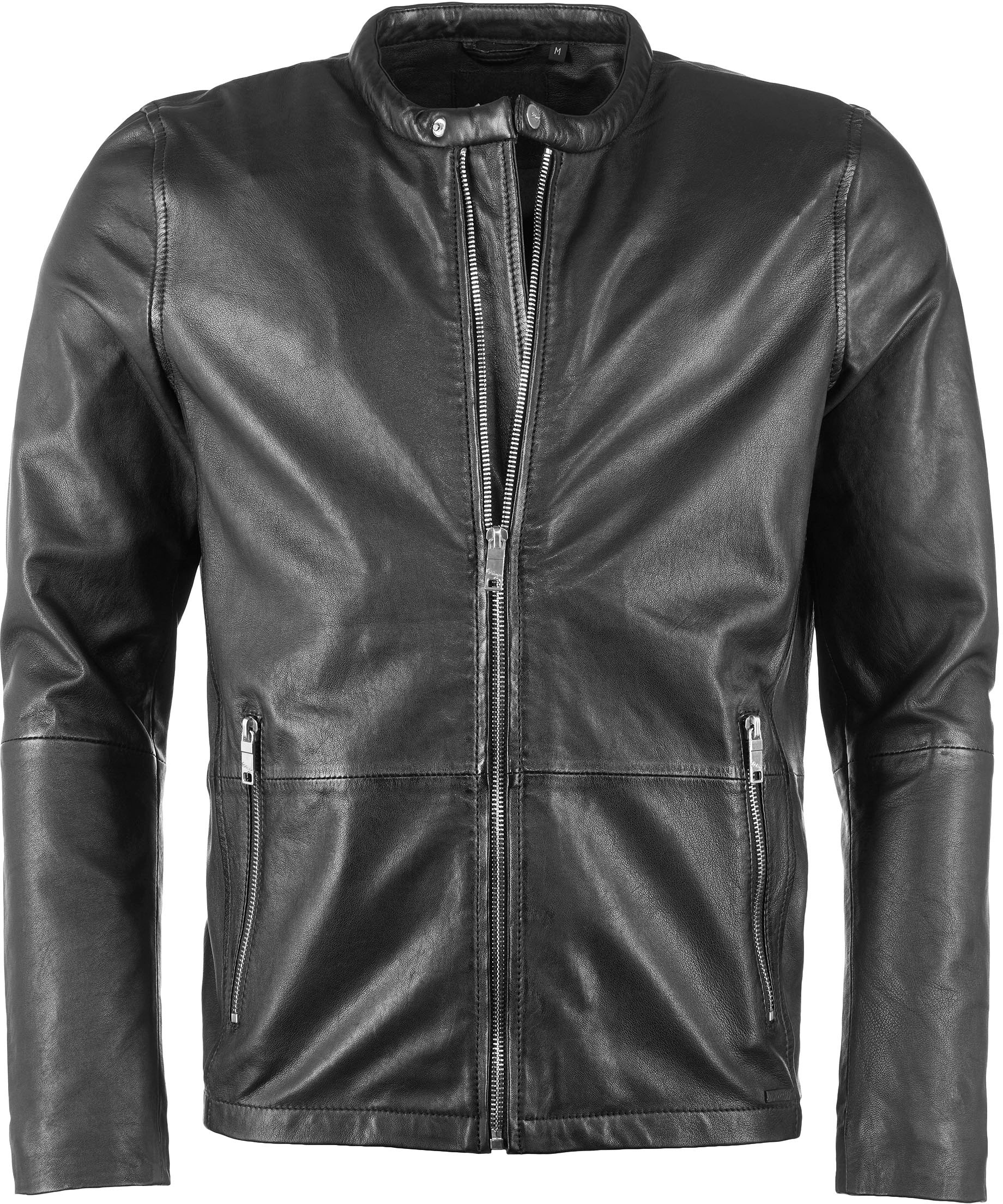 maze -  Lederjacke "Lederjacke 42021111", Kurzer Stehkragen mit Knopf