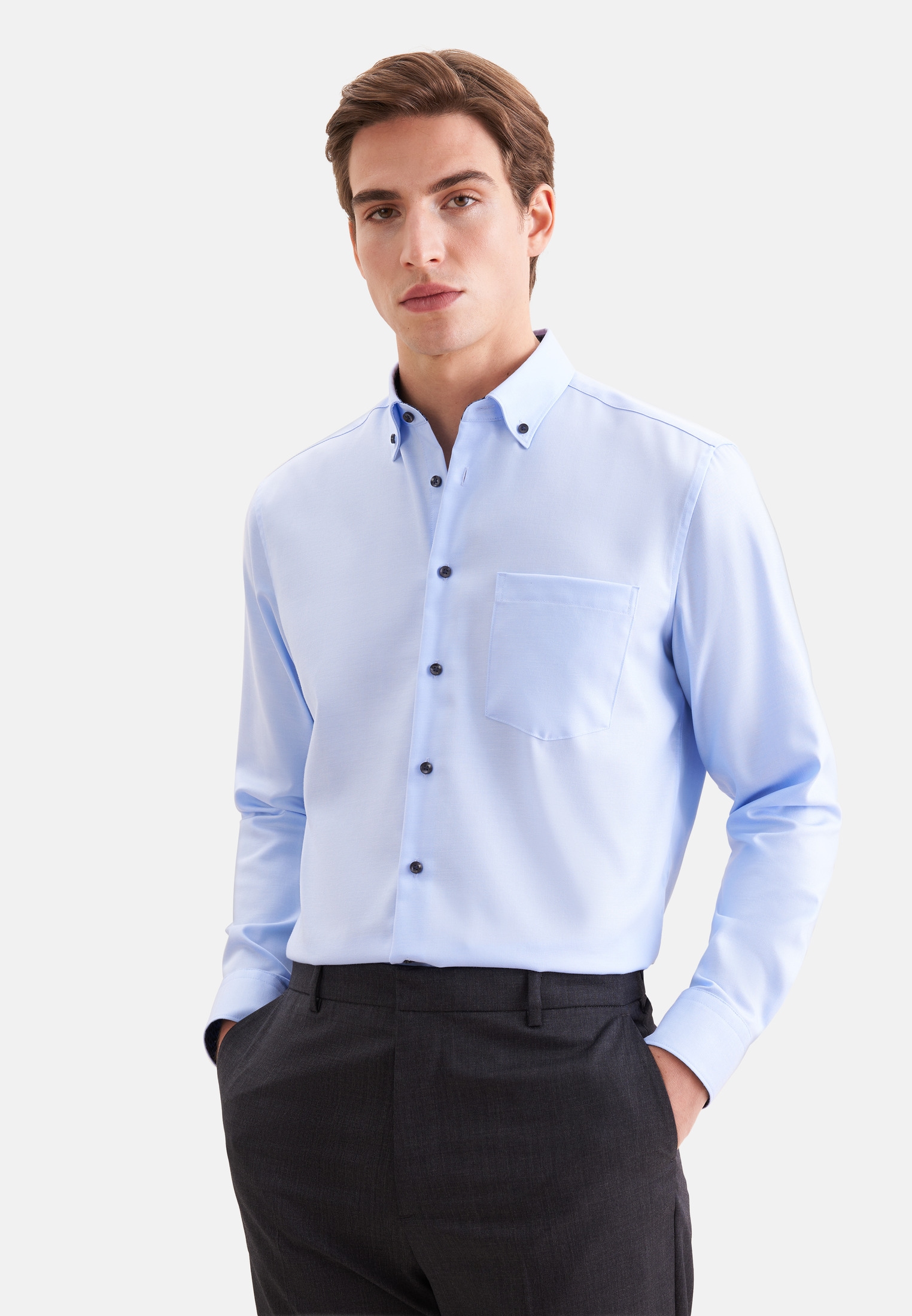 seidensticker Businesshemd "Schwarze Rose" Regular 1/1 Button-Down-Kragen Uni