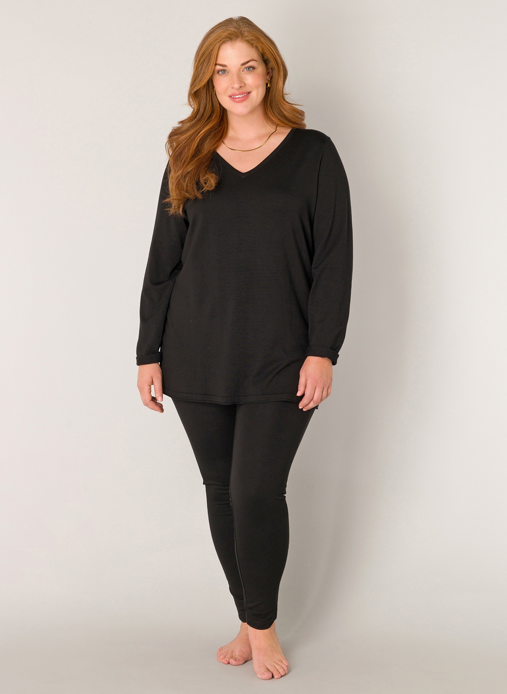 Base Level Curvy V-Ausschnitt-Pullover "Anine", Pullover in weicher und for günstig online kaufen