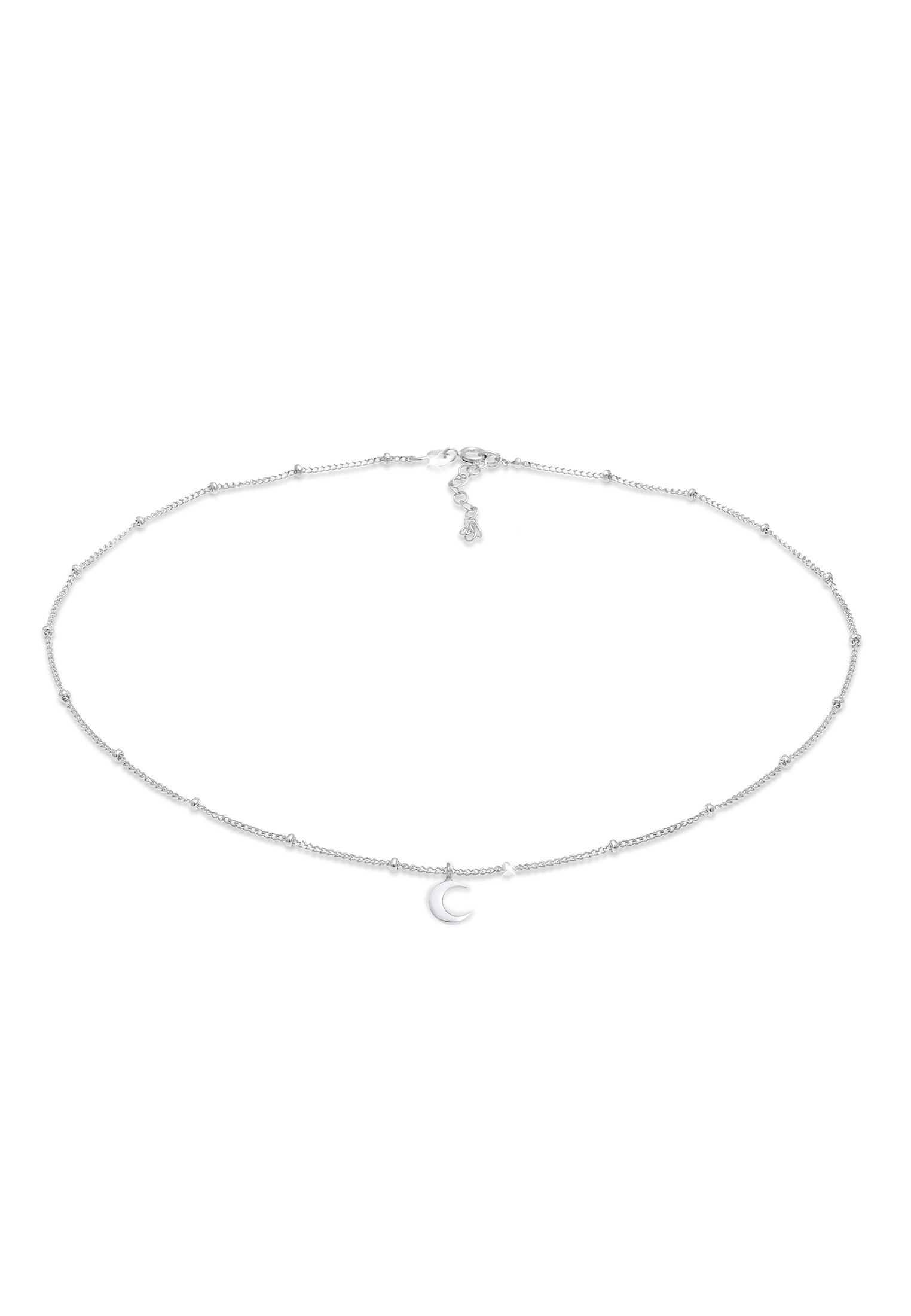 ELLI Damen Choker "Halskette Choker Kugelkette Halbmond 925 Silber", ohne Stein, Silber 925 (Sterlingsilber), silber, Silber 925 (Sterlingsilber),