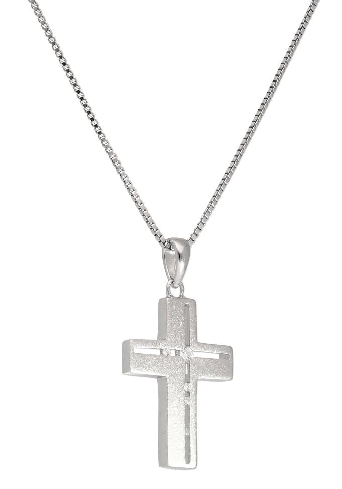 Firetti Kette mit Anhänger »Schmuck Geschenk Silber 925 Halsschmuck Halskette Venezianer Kreuz«, mit Zirkonia (synth.)