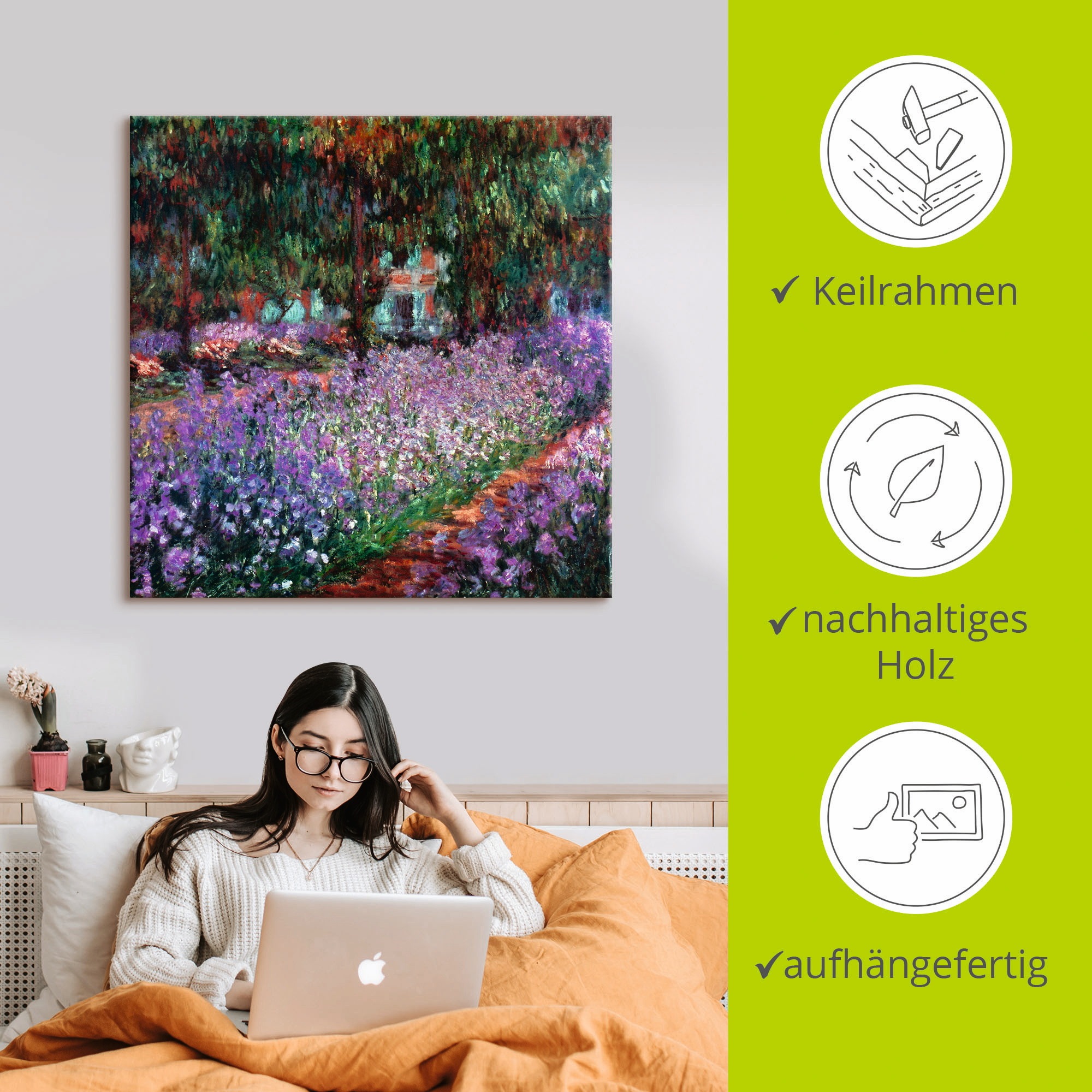 Artland Wandbild »Der Garten des Künstlers bei Giverny«, Garten, (1 St.), als Alubild, Outdoorbild, Leinwandbild in verschied. Größen