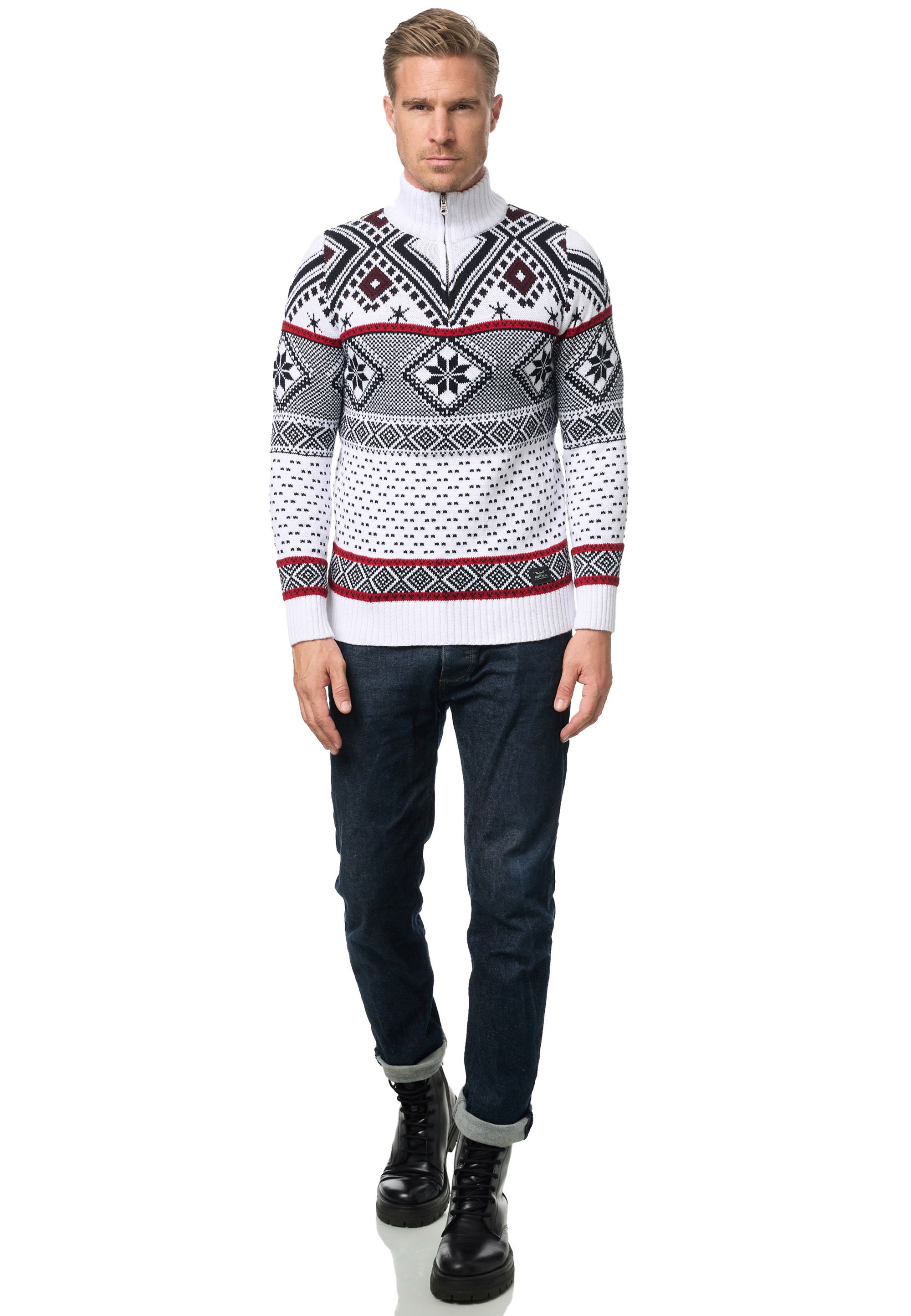 Rusty Neal Strickpullover, mit winterlichem Muster
