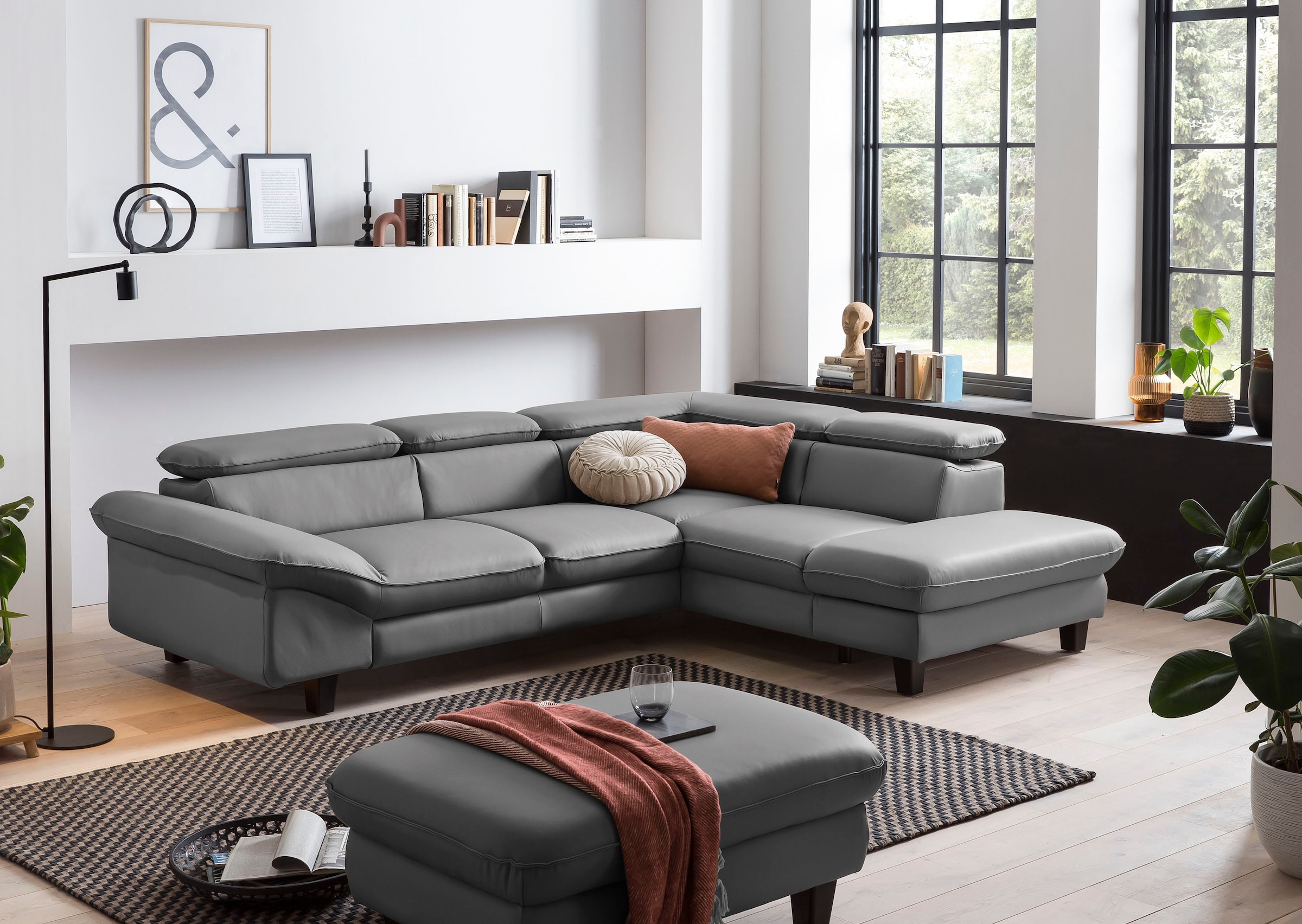 OTTO home Ecksofa "Pilot L-Form" mit Kopfteilverstellung, wahlweise mit Schlaffunktion & Bettkasten