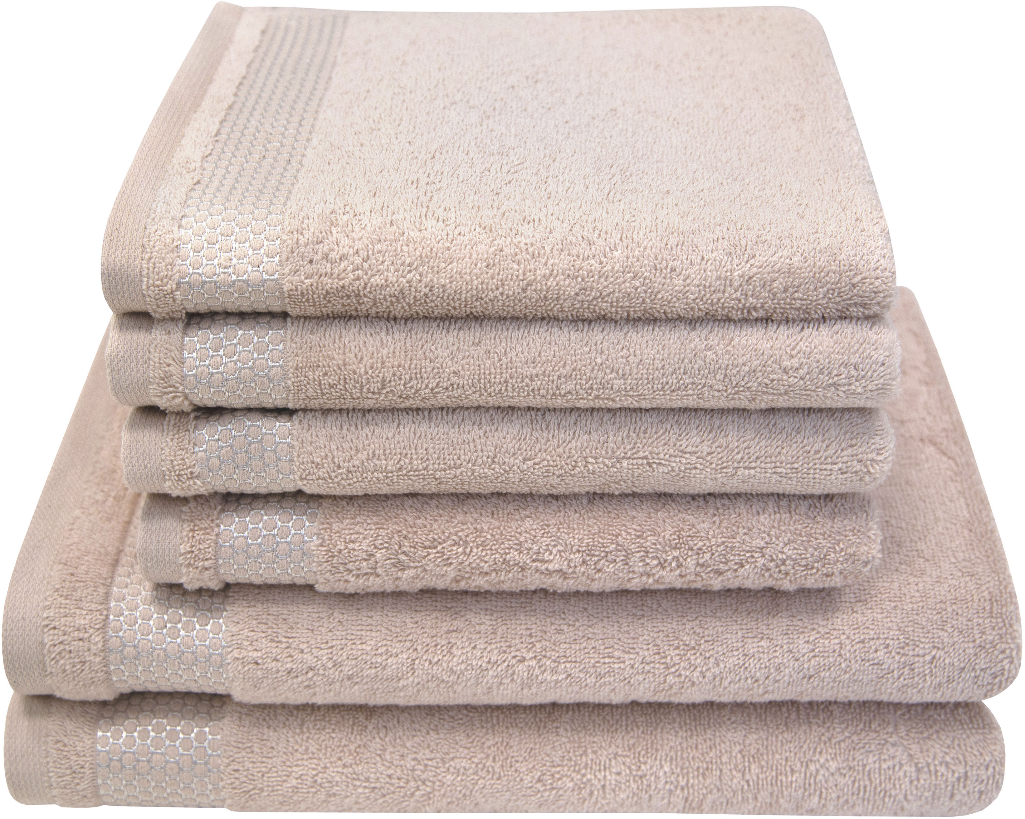Dyckhoff Handtuch Set "Gloss" Set 6 Stk. Walkfrottier 4 Handtücher (50x100cm), 2 Duschtücher (70x140cm)