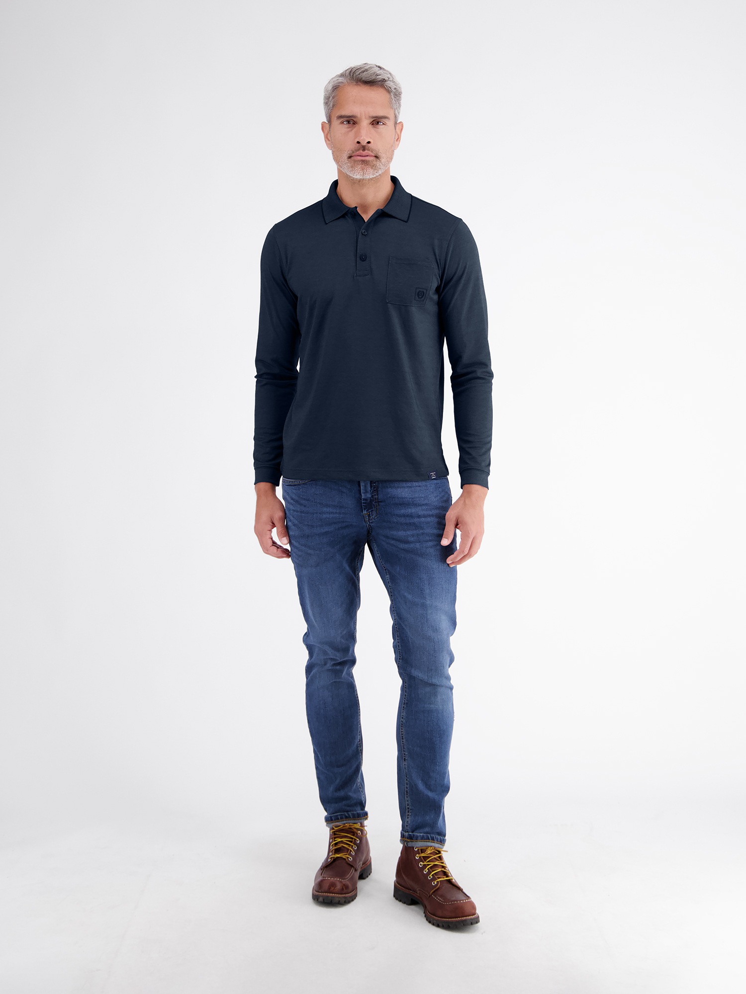 LERROS Langarm-Poloshirt »Legeres Langarm-Polo aus Mischgewebe mit Brusttasche«