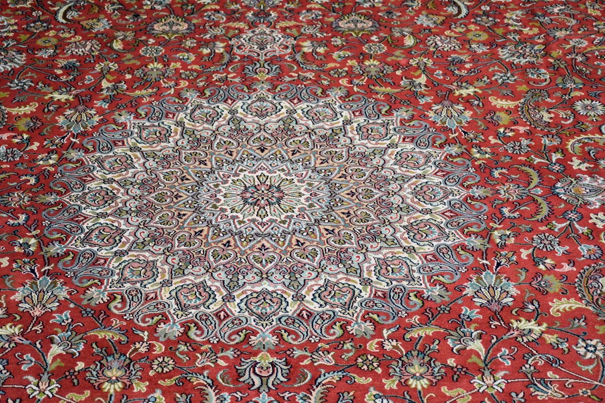 Kayoom Seidenteppich »Kashan 8379«, rechteckig, 10 mm Höhe, Einzelstück mit Zertifikat, Wohnzimmer