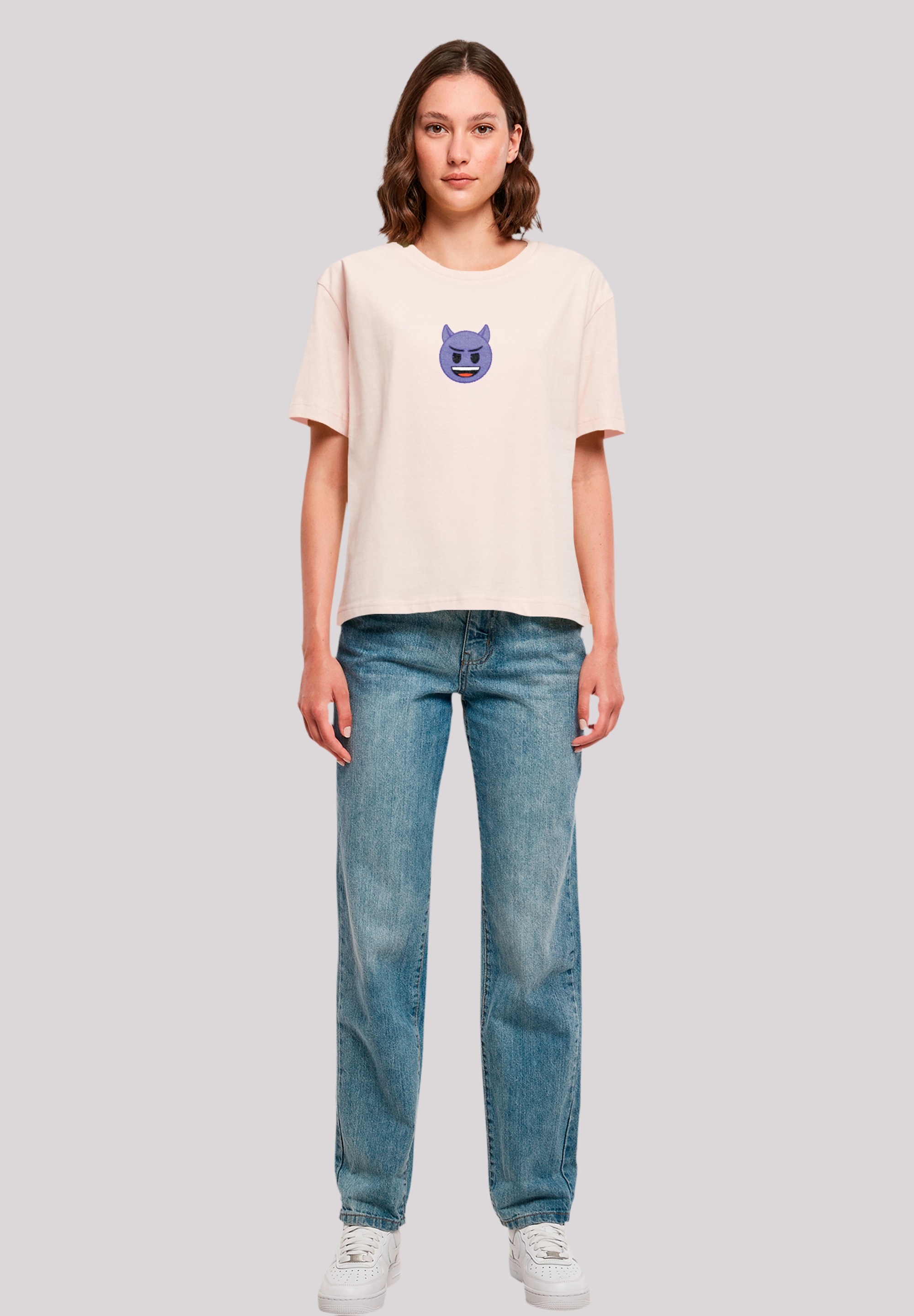 F4NT4STIC T-Shirt »emoji couture evil smiling purple face«, Premium Qualität
