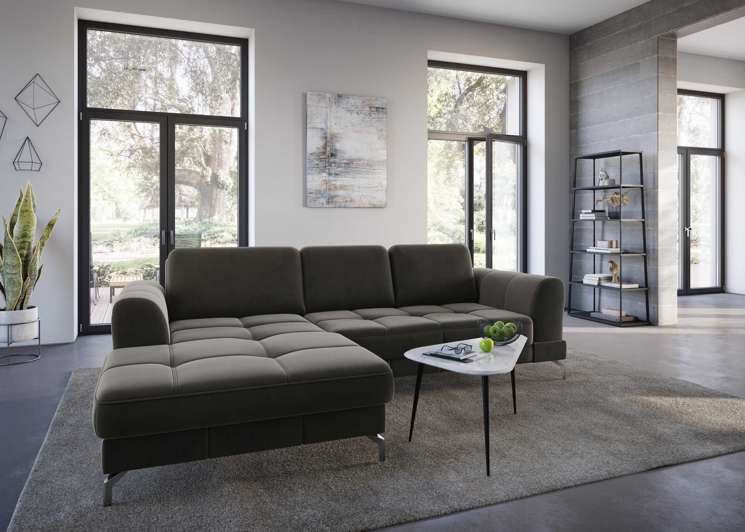 sit&more Ecksofa »Bendigo L-Form«, inklusive Sitztiefenverstellung, Bodenfreiheit 12 cm, in 2 Fußfarben
