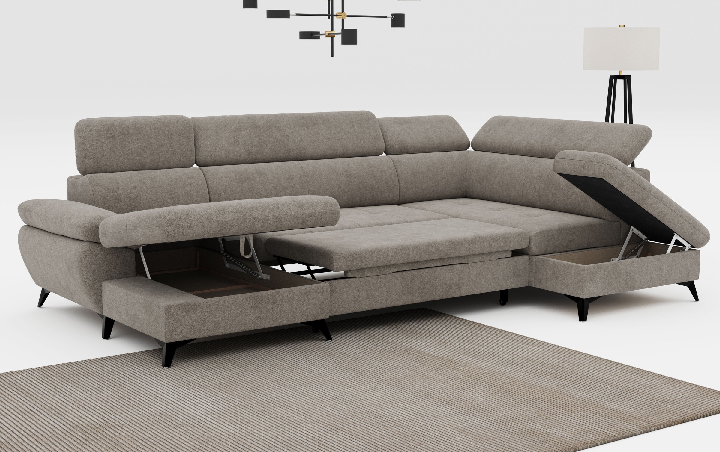 COTTA Wohnlandschaft »Hudson U-Form«, mit Kopfteilverstellung, wahlweise mit Bettfunktion & Bettkasten