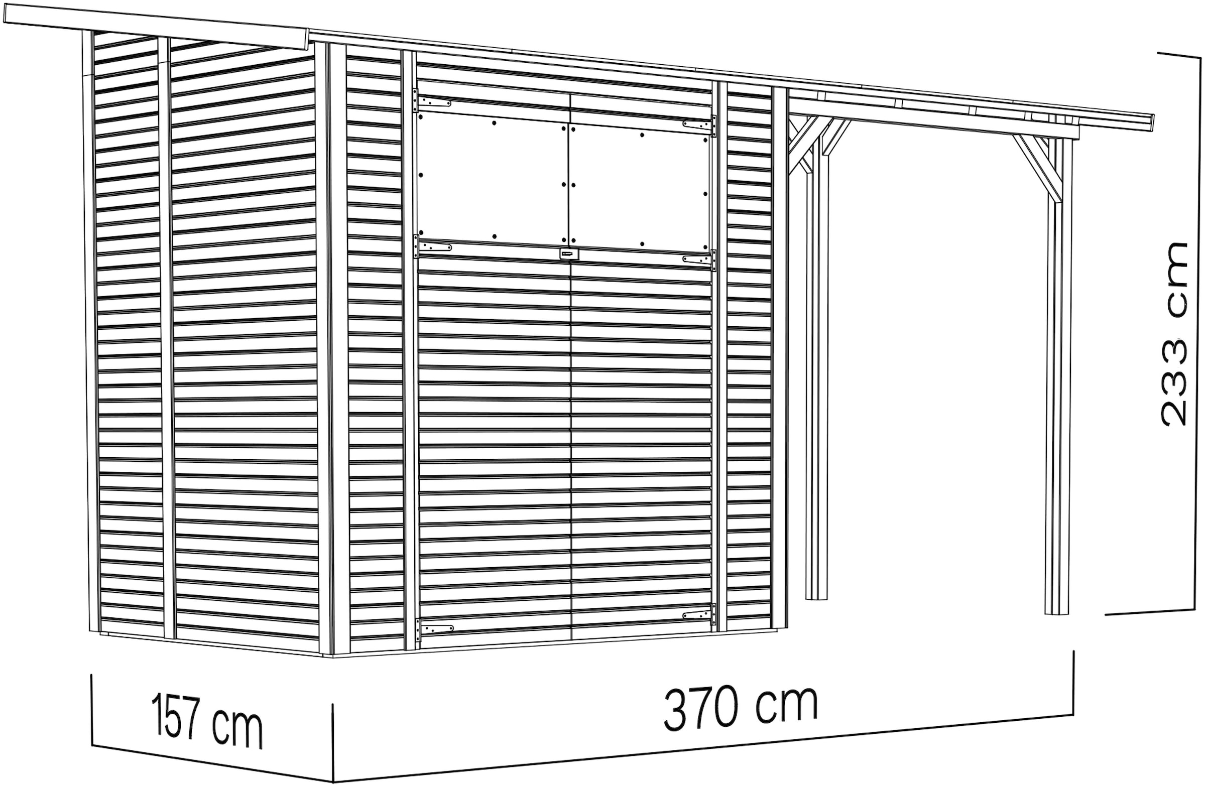 BERTILO Gartenhaus »Pent Modern 2 Plus naturbelassen«, mit hohen Seitenwänden und einer 1,88 m hohen Doppeltür